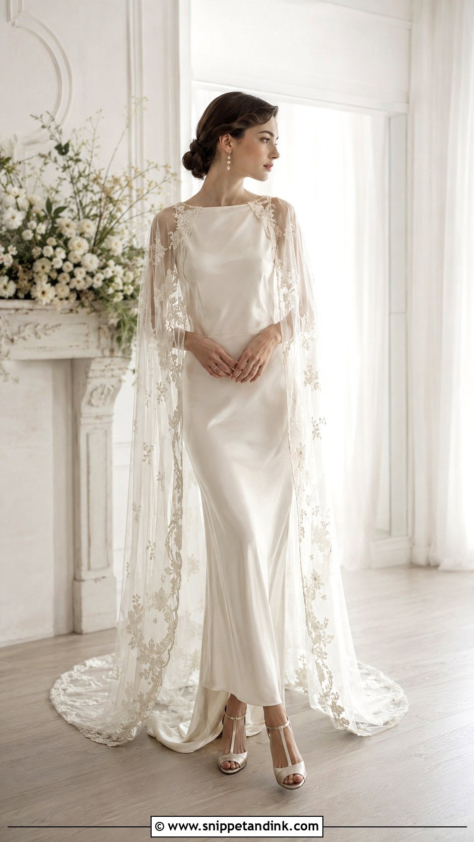 1920s Sheer Cape Wedding Dress - Snippet and Ink - 25 1920 Wedding Dress Ideas