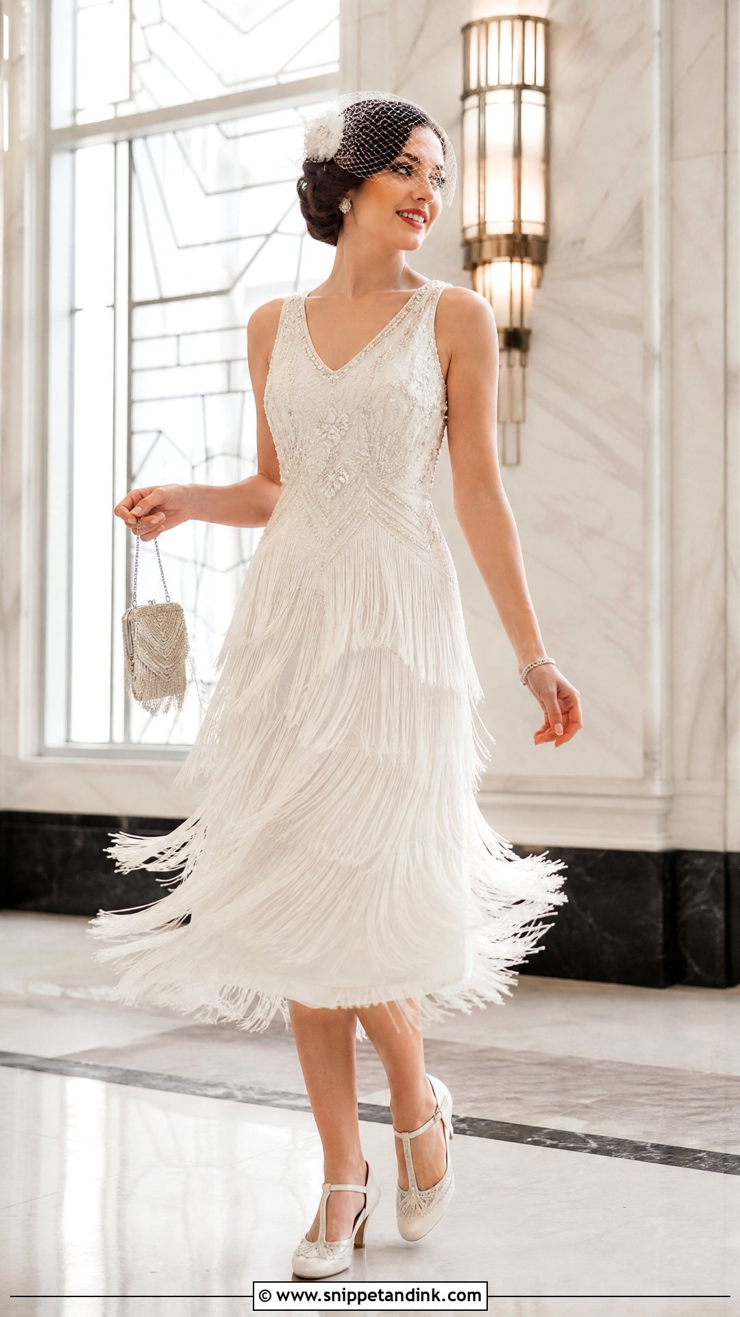 1920s Tea Length Fringe Bridal Dress - Snippet and Ink - 20 Vintage Bridal Dresses