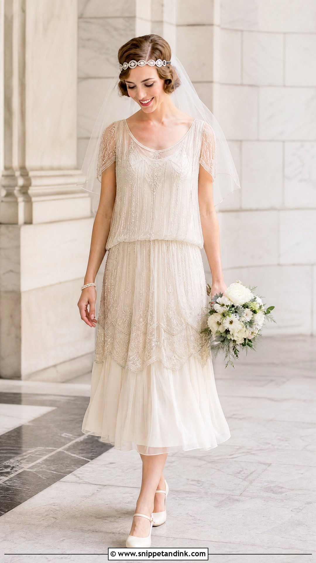 1920s Tea Length Vintage Bridal Gown - Snippet and Ink - 20 Vintage Bridal Gown Ideas