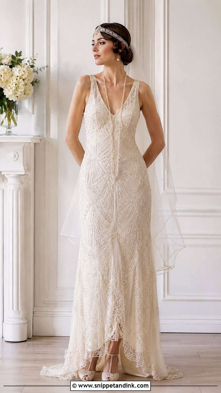 1920s V Neck Wedding Dress - Snippet and Ink - 25 1920 Wedding Dress Ideas