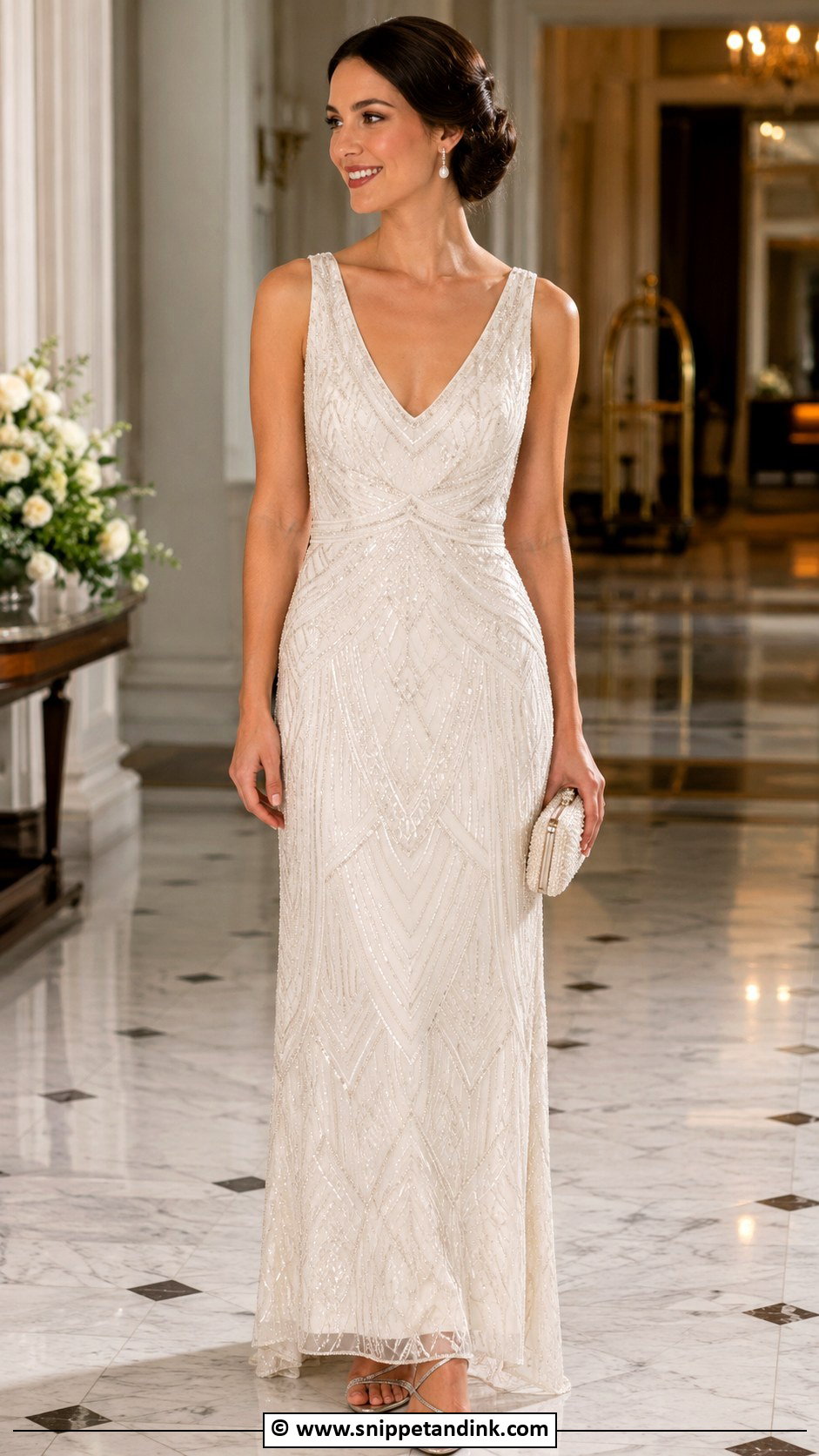 1920s V Neck Wedding Dress - Snippet and Ink - 30 1920s Wedding Dress Ideas