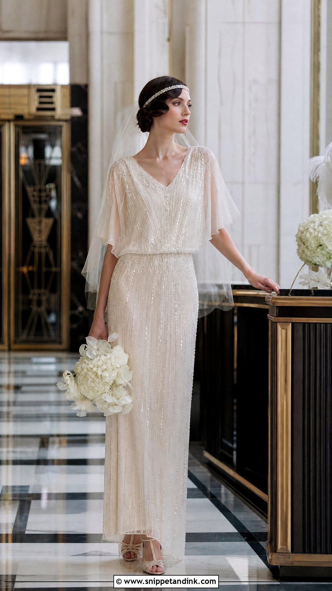 1920s Vintage Wedding Dress With Flutter Sleeves - Snippet and Ink - 20 Vintage Wedding Dress Sleeves