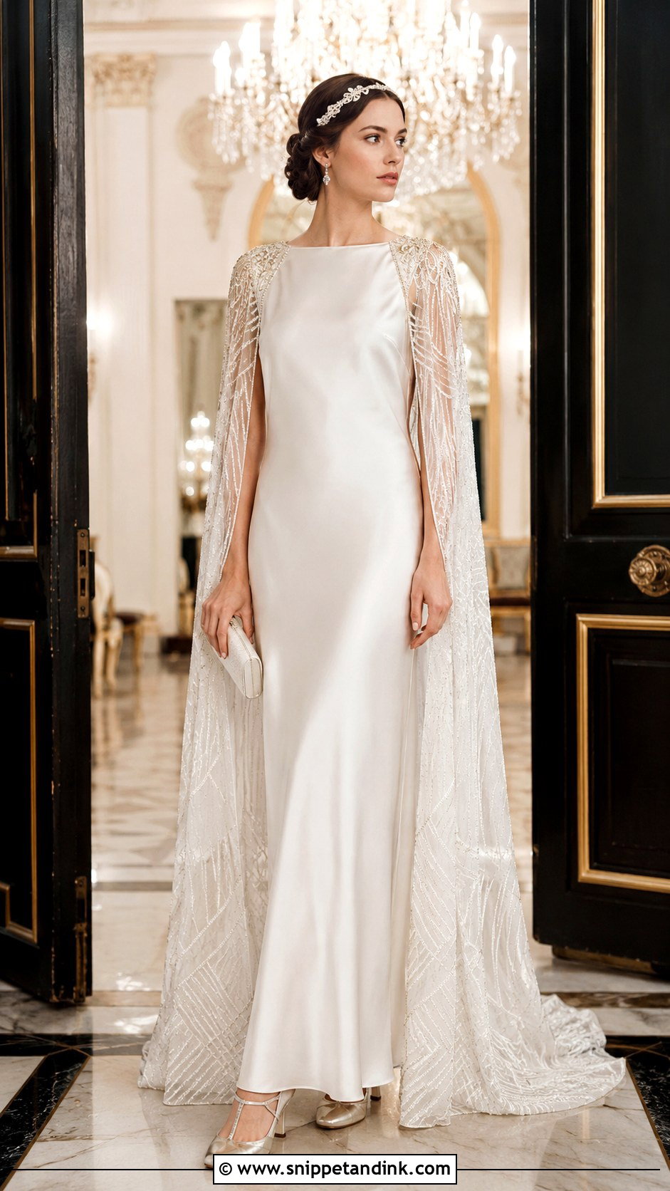 1920s Wedding Dress With Cape - Snippet and Ink - 20 Roaring 20s Wedding Dress Ideas