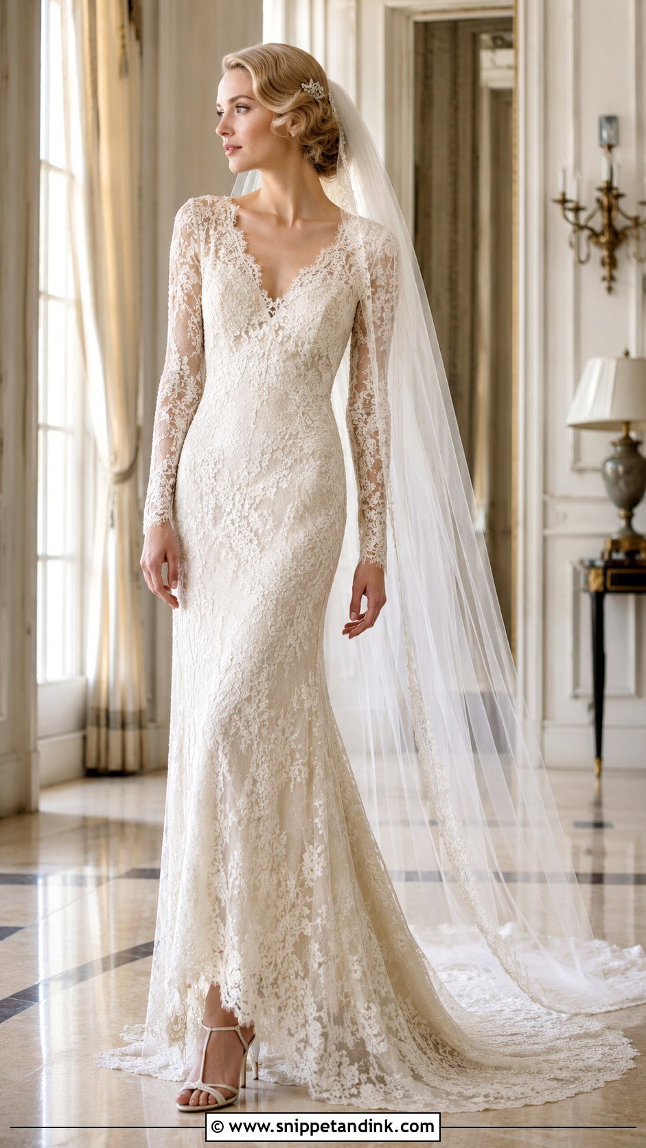 1930s Bias Cut Lace Wedding Dress - Snippet and Ink - 20 Vintage Long Sleeve Lace Wedding Dress Ideas