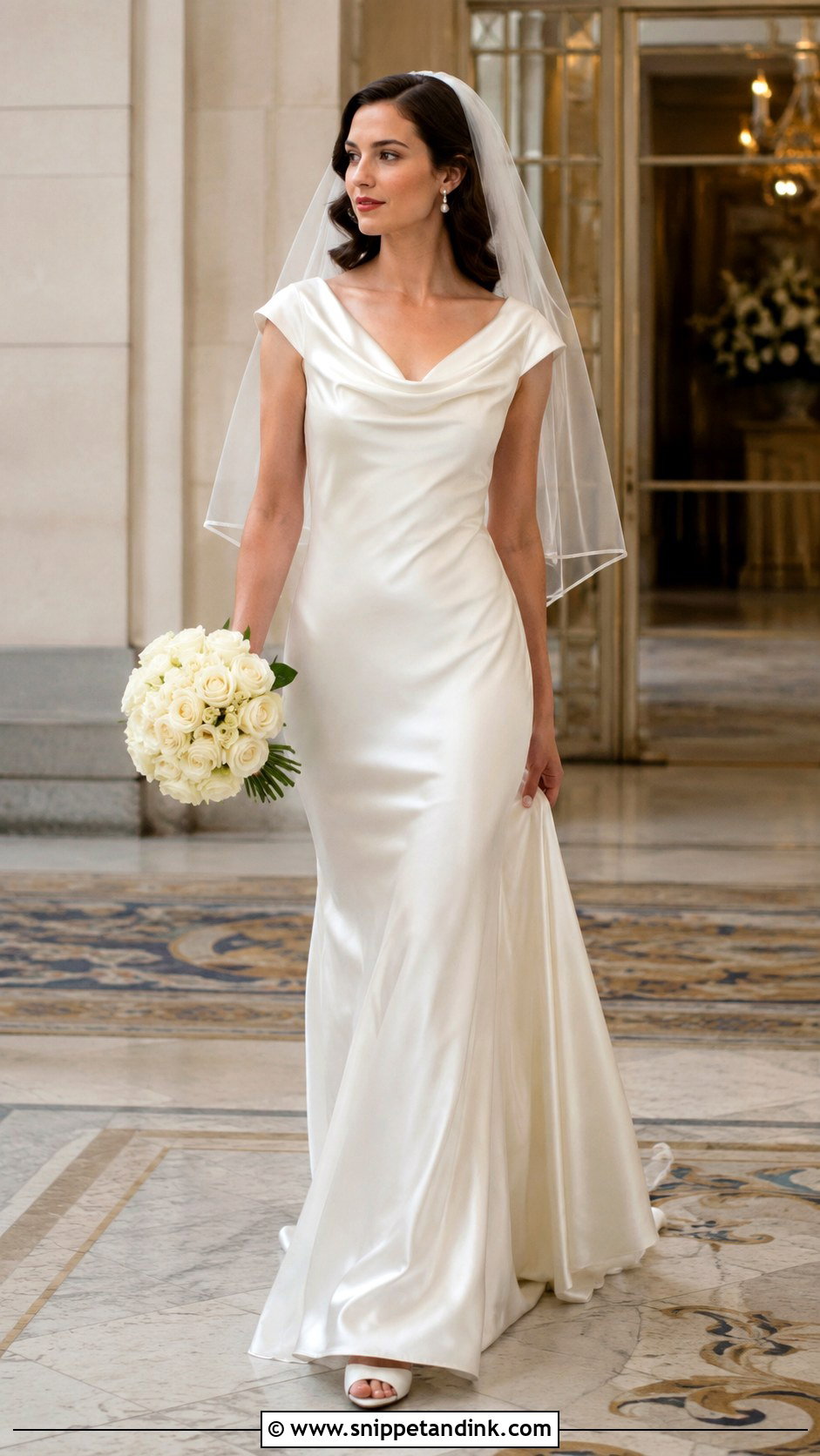 1930s Bias Cut Satin Wedding Dress - Snippet and Ink - 20 30s Wedding Dress Ideas