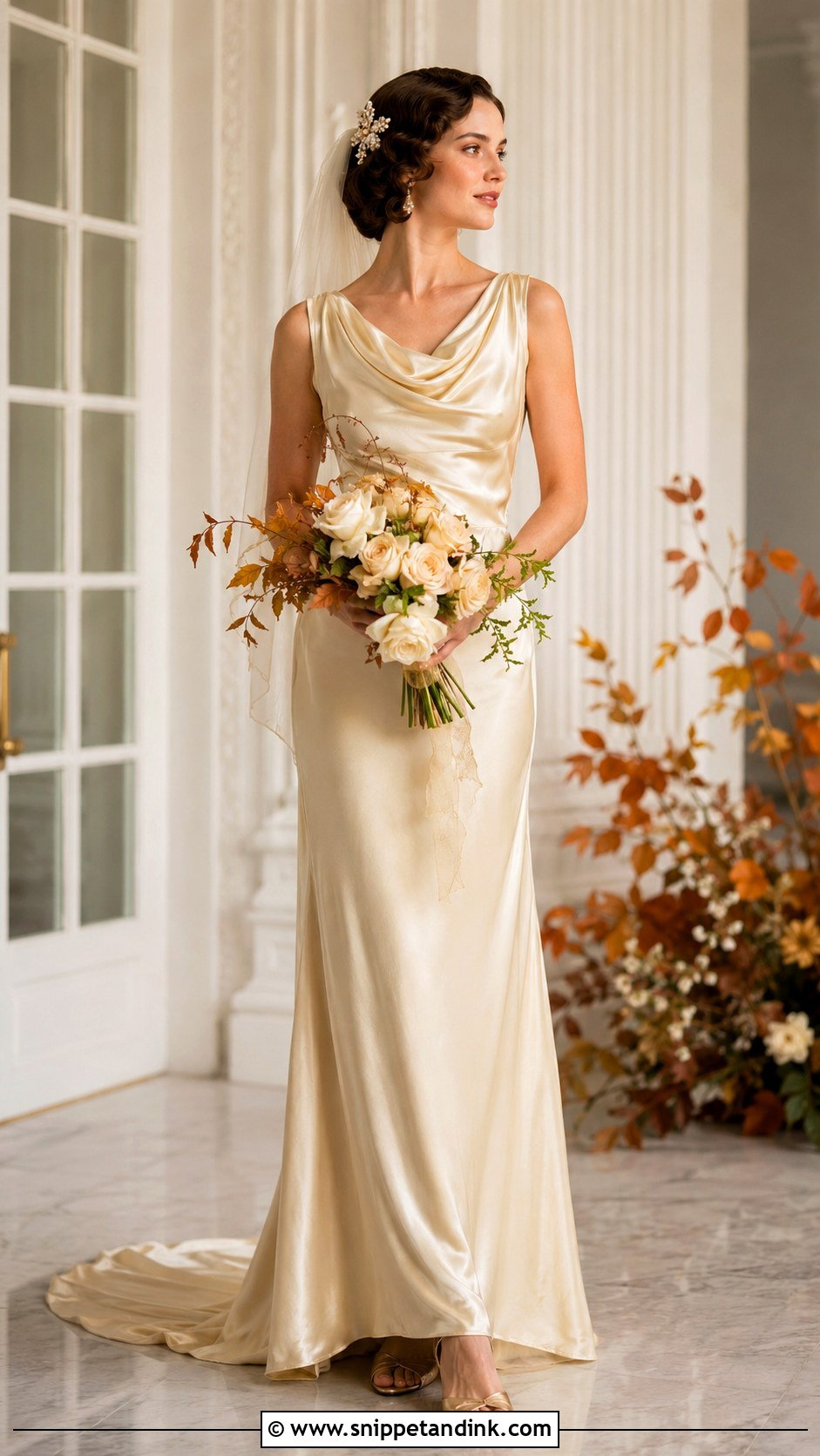 1930s Champagne Silk Wedding Dress - Snippet and Ink - 20 30s Wedding Dress Ideas