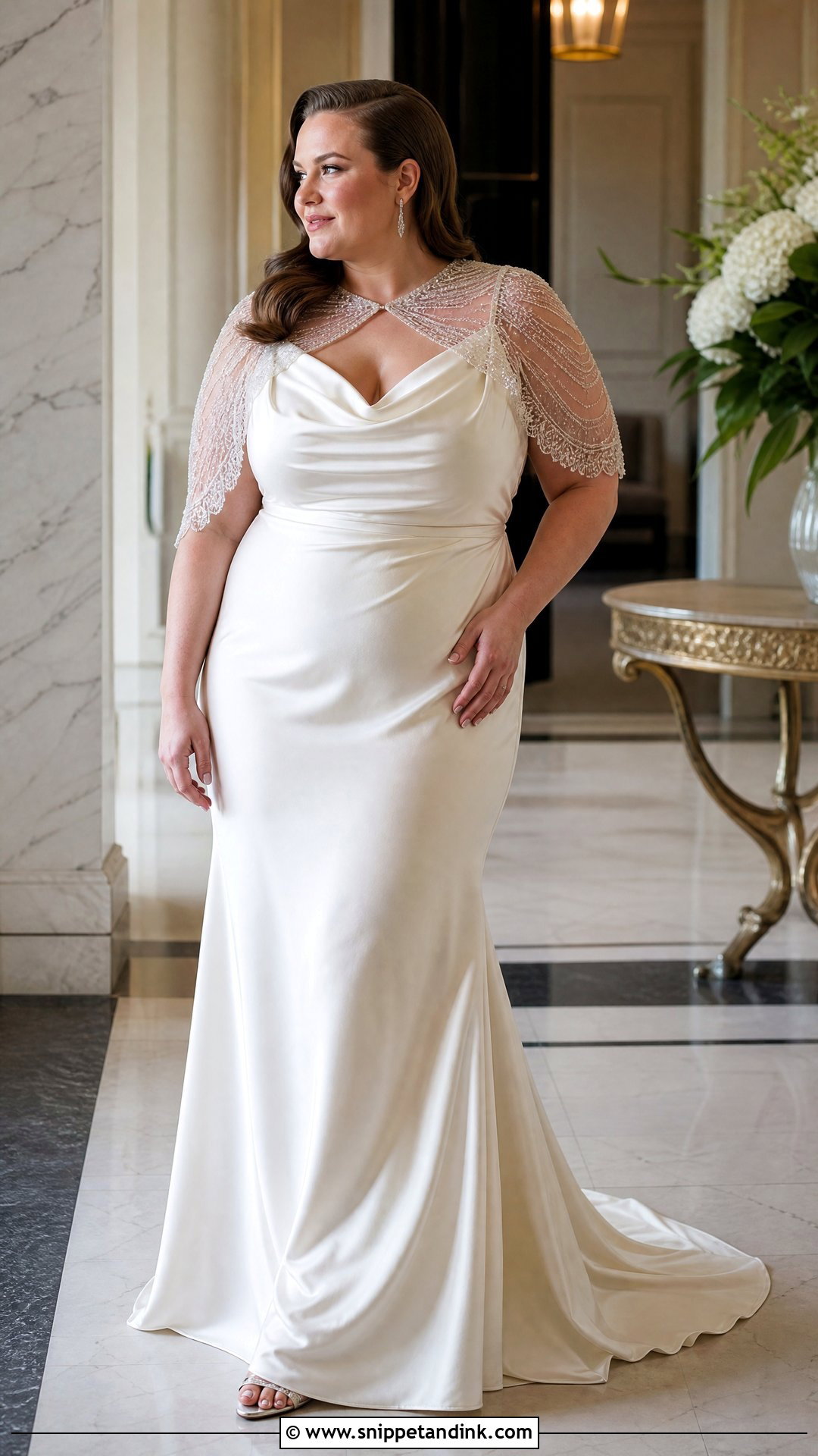 1930s Cowl Neck Plus Size Wedding Dress - Snippet and Ink - 20 Vintage Plus Size Wedding Dresses