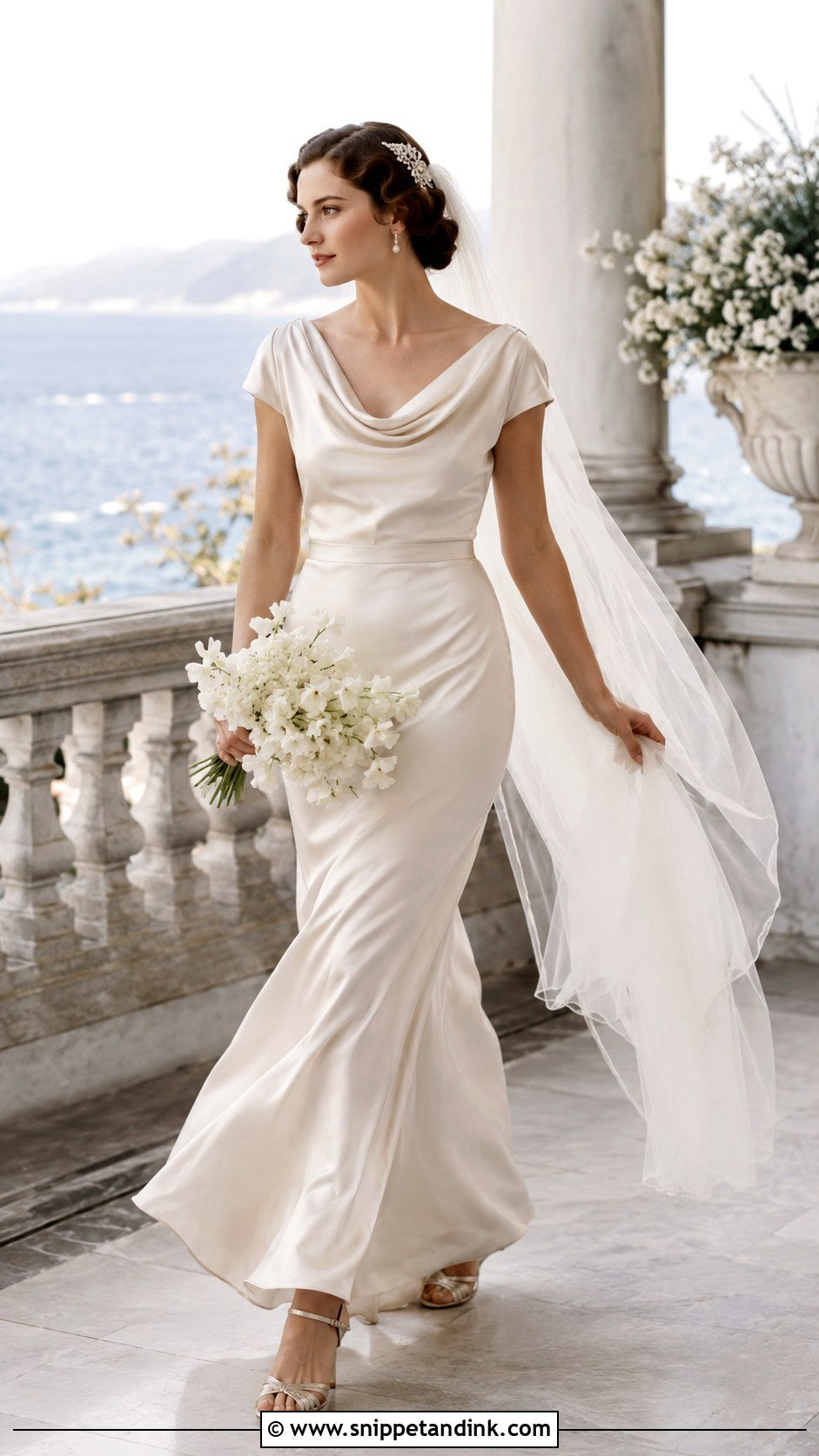 1930s Cowl Neck Silk Wedding Dress - Snippet and Ink - 20 30s Wedding Dress Ideas