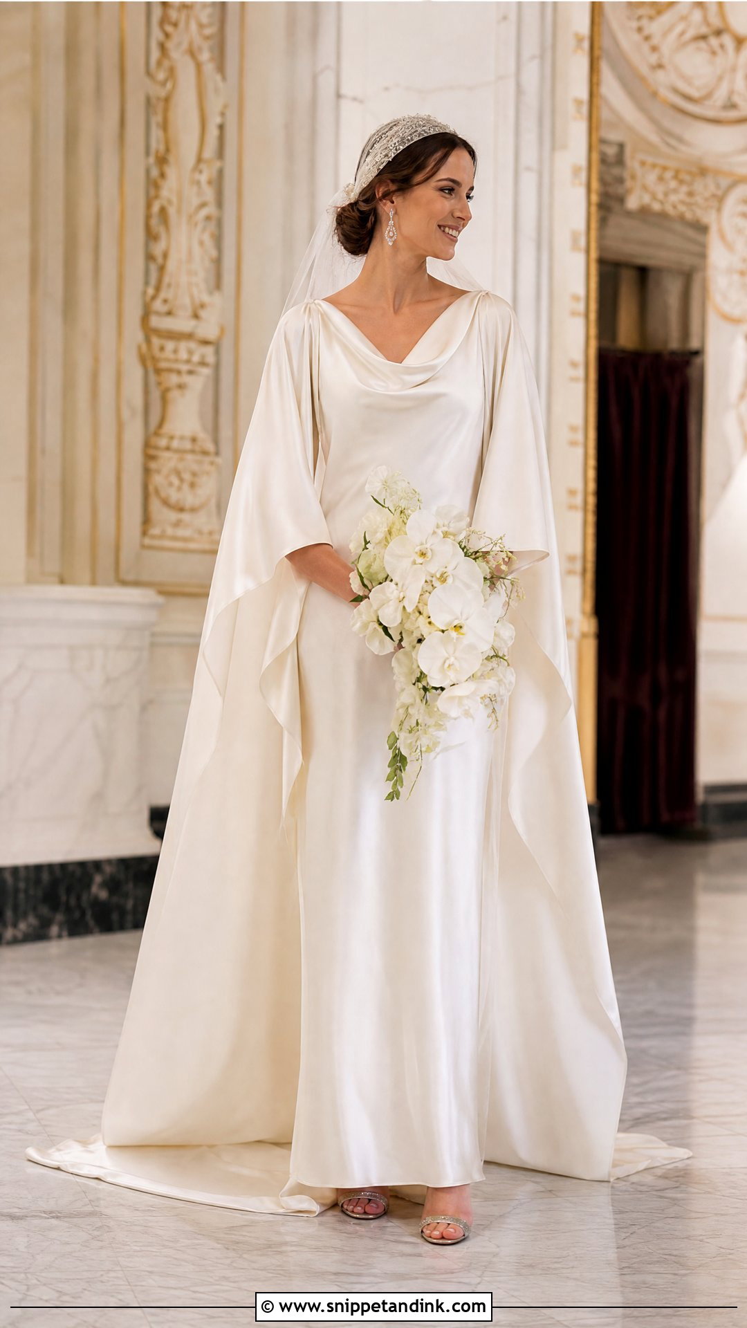 1930s Cowl Neck Wedding Dress with Cape Sleeves - Snippet and Ink - 20 Vintage Wedding Dresses with Sleeves