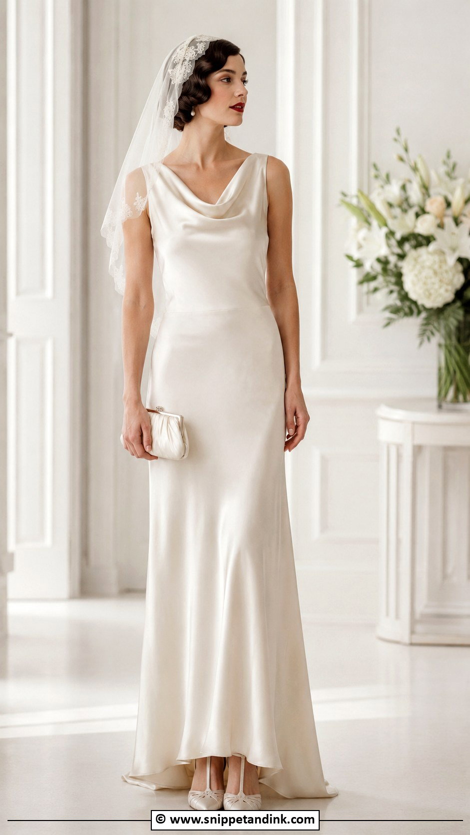 1930s Cowl Neck Wedding Dress - Snippet and Ink - 25 1930s Wedding Dress Ideas