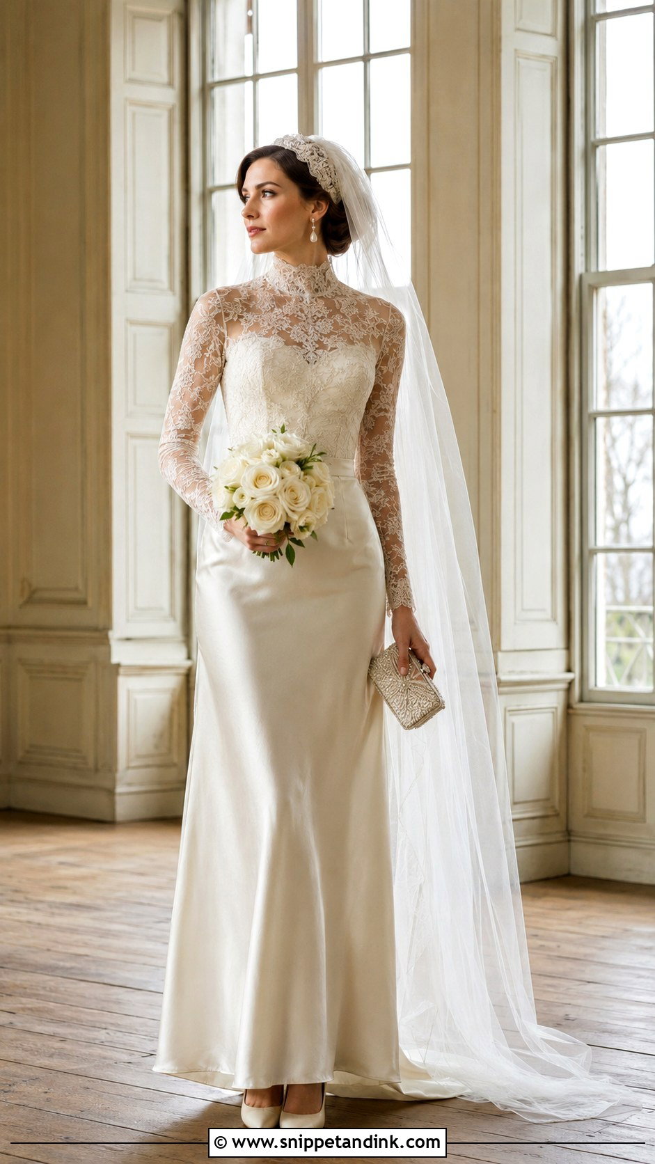 1930s High Neck Lace Wedding Dress - Snippet and Ink - 20 30s Wedding Dress Ideas