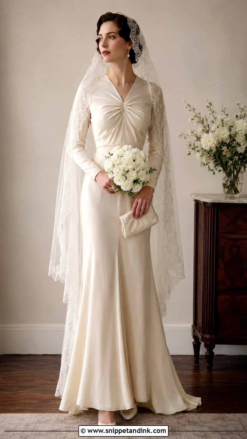 1930s Ivory Rayon Wedding Dress - Snippet and Ink - 20 30s Wedding Dress Ideas