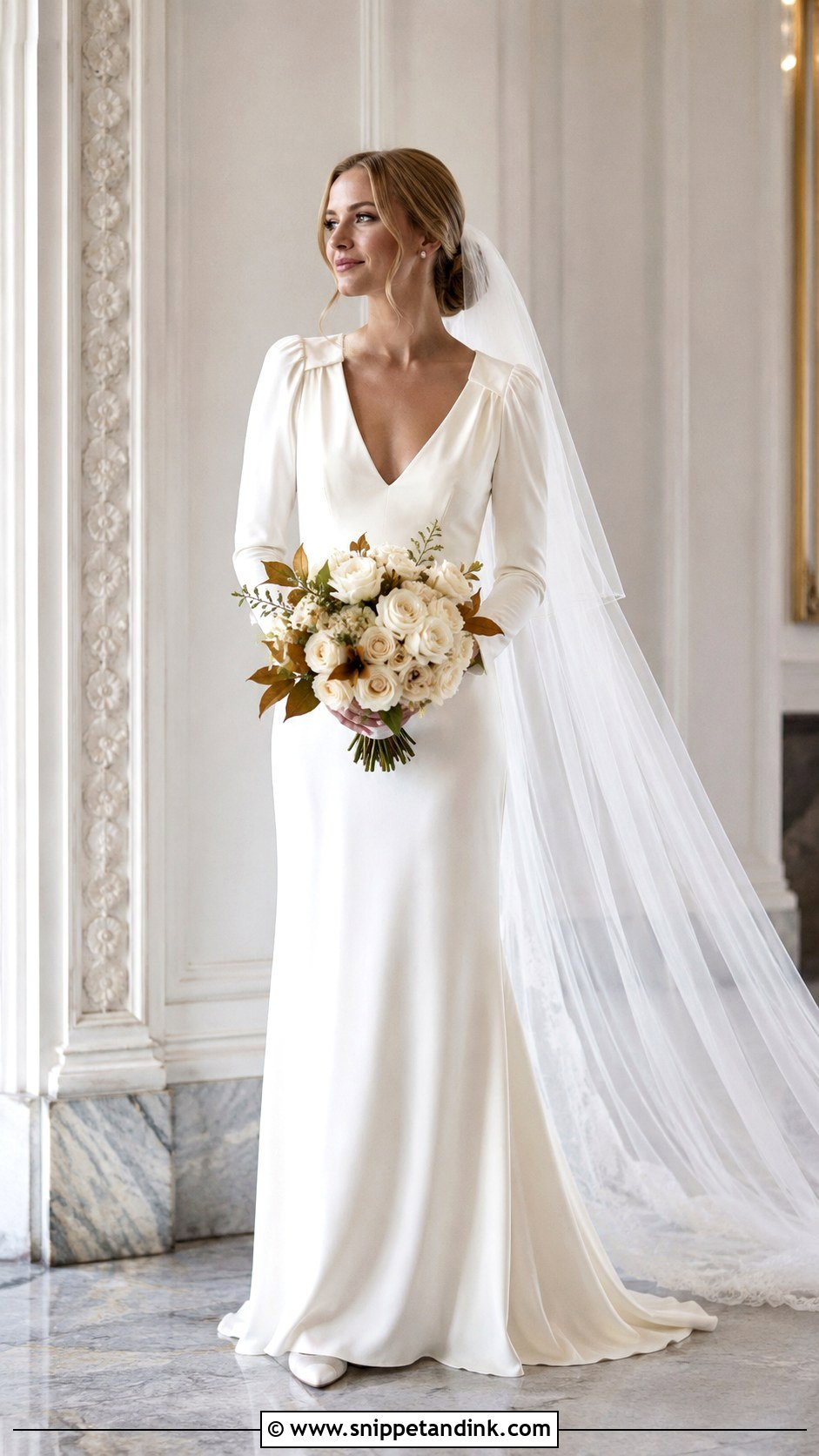 1930s Long Sleeve Crepe Wedding Dress - Snippet and Ink - 20 30s Wedding Dress Ideas