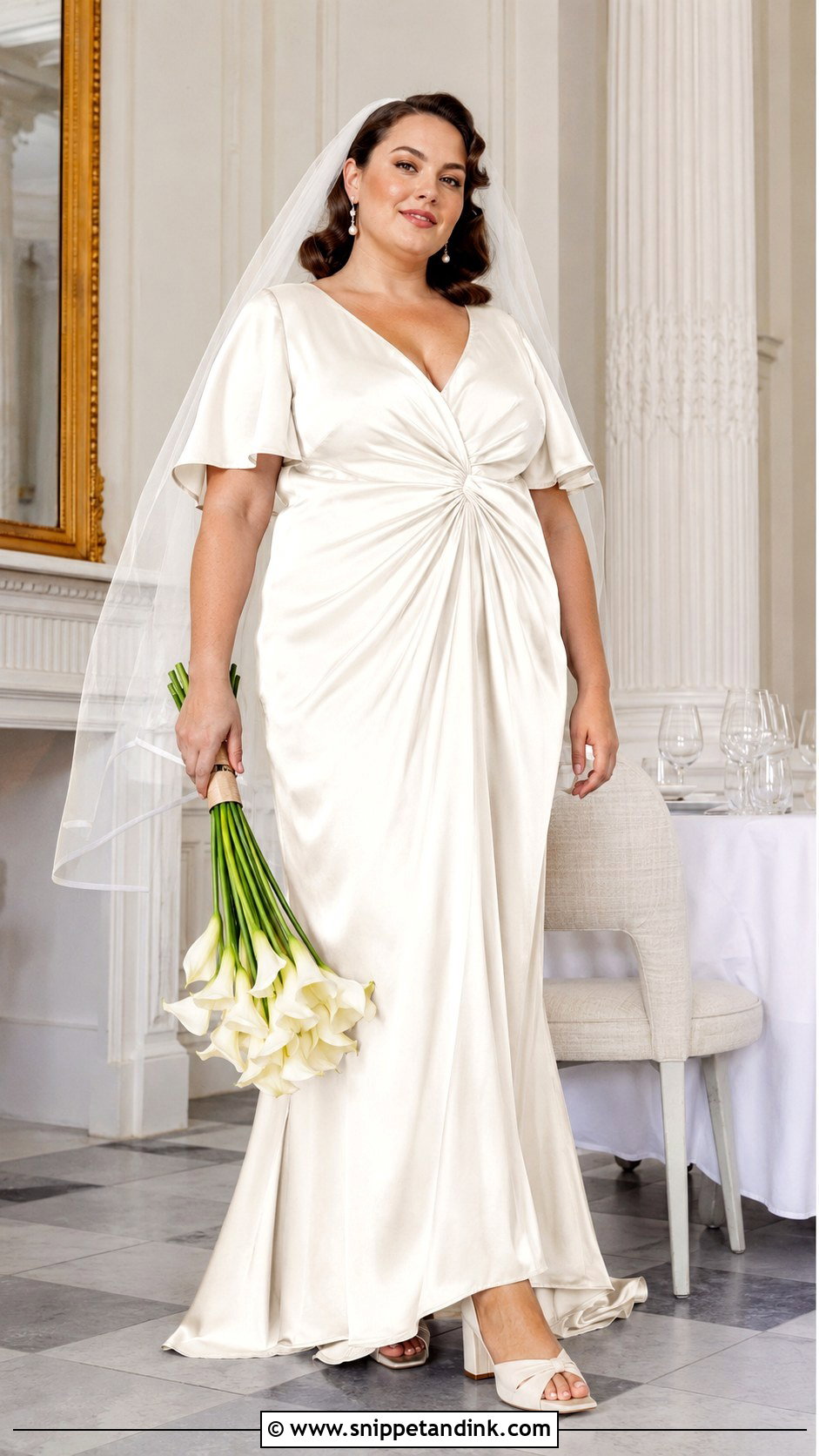 1930s Plus Size Draped Wedding Dress - Snippet and Ink - 20 30s Wedding Dress Ideas
