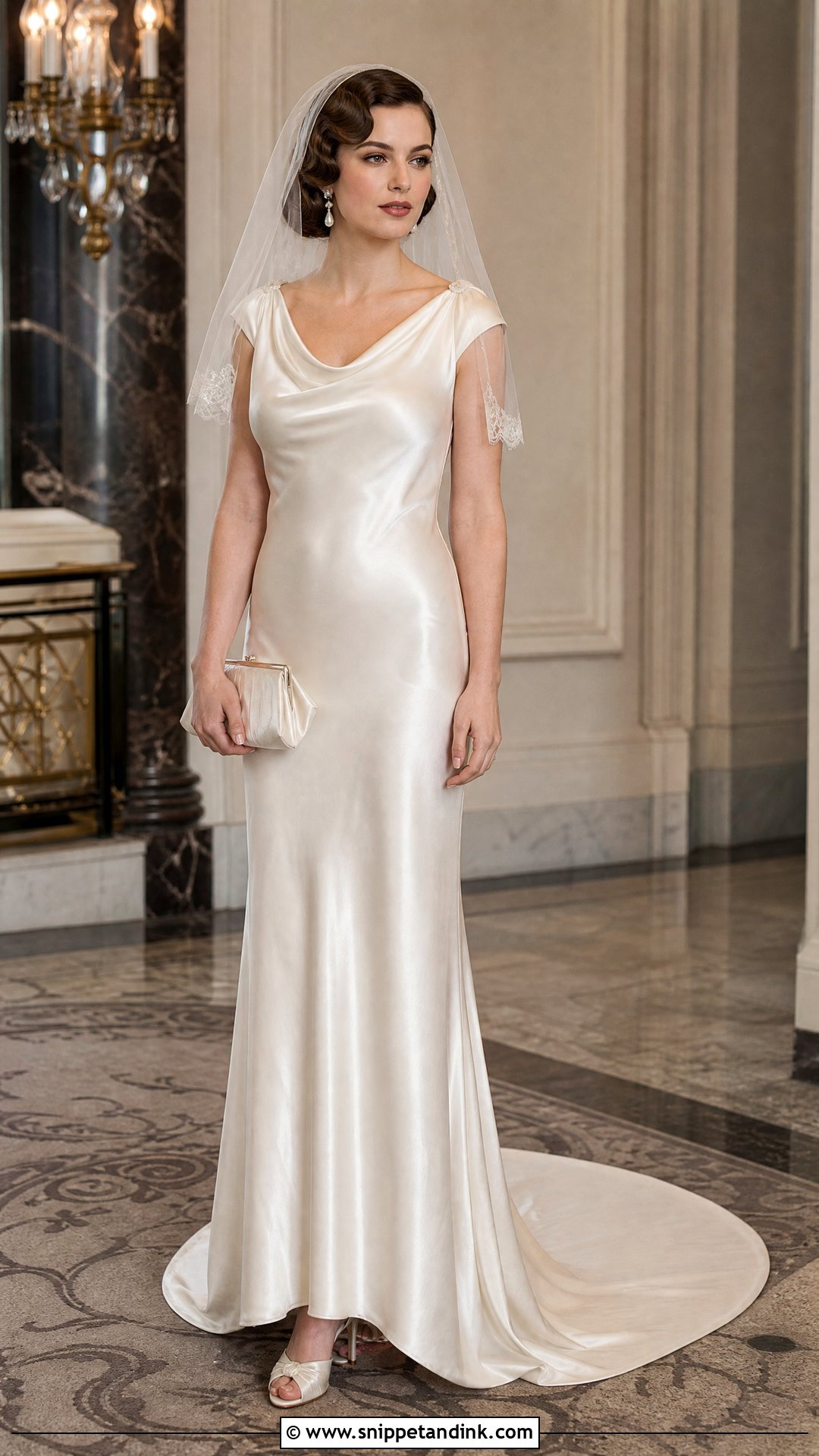 1930s Retro Bridal Bias Cut Satin Gown - Snippet and Ink - 20 Retro Bridal Ideas