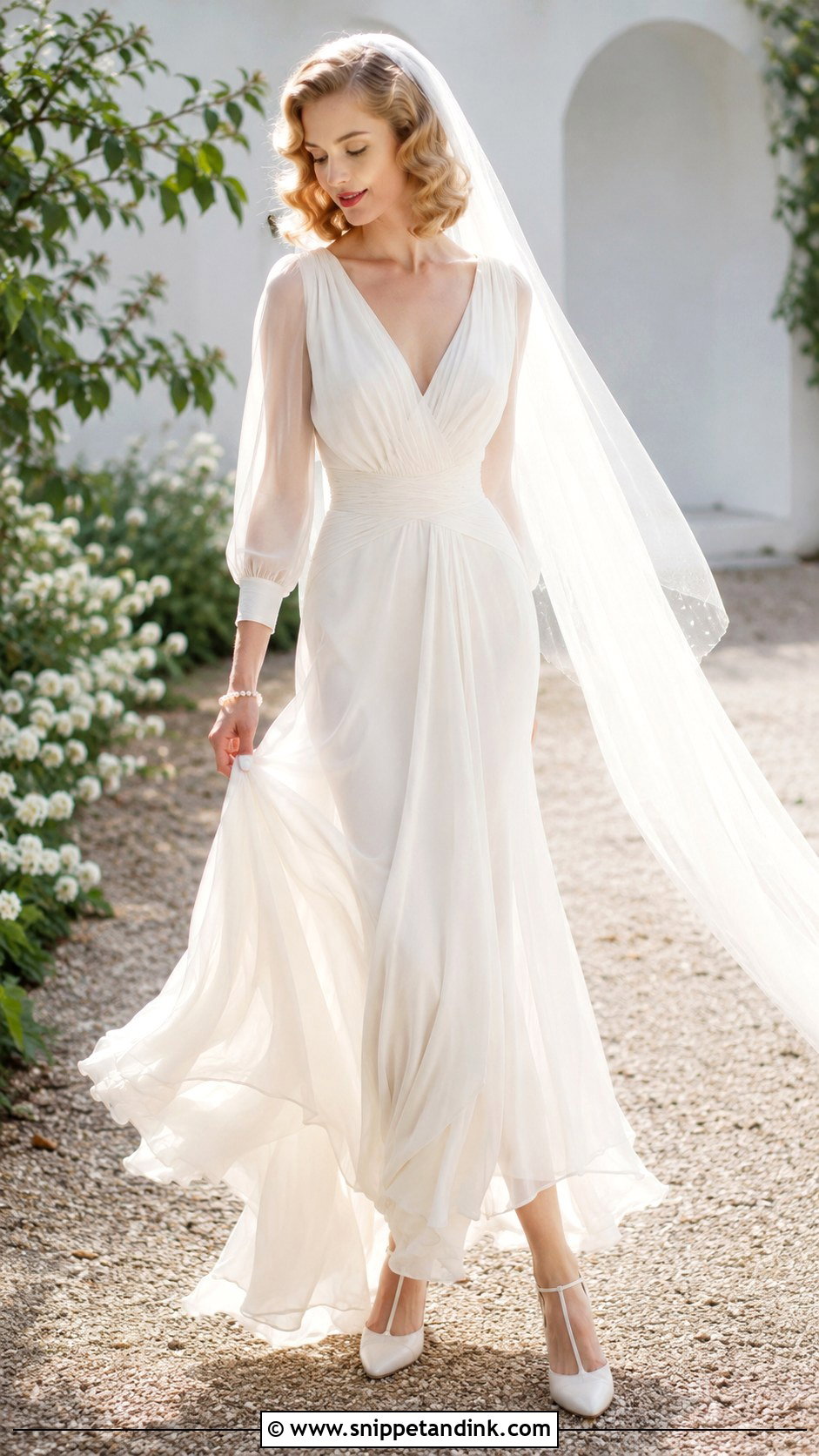 1930s Silk Chiffon Wedding Dress - Snippet and Ink - 20 1930 Wedding Dress Ideas
