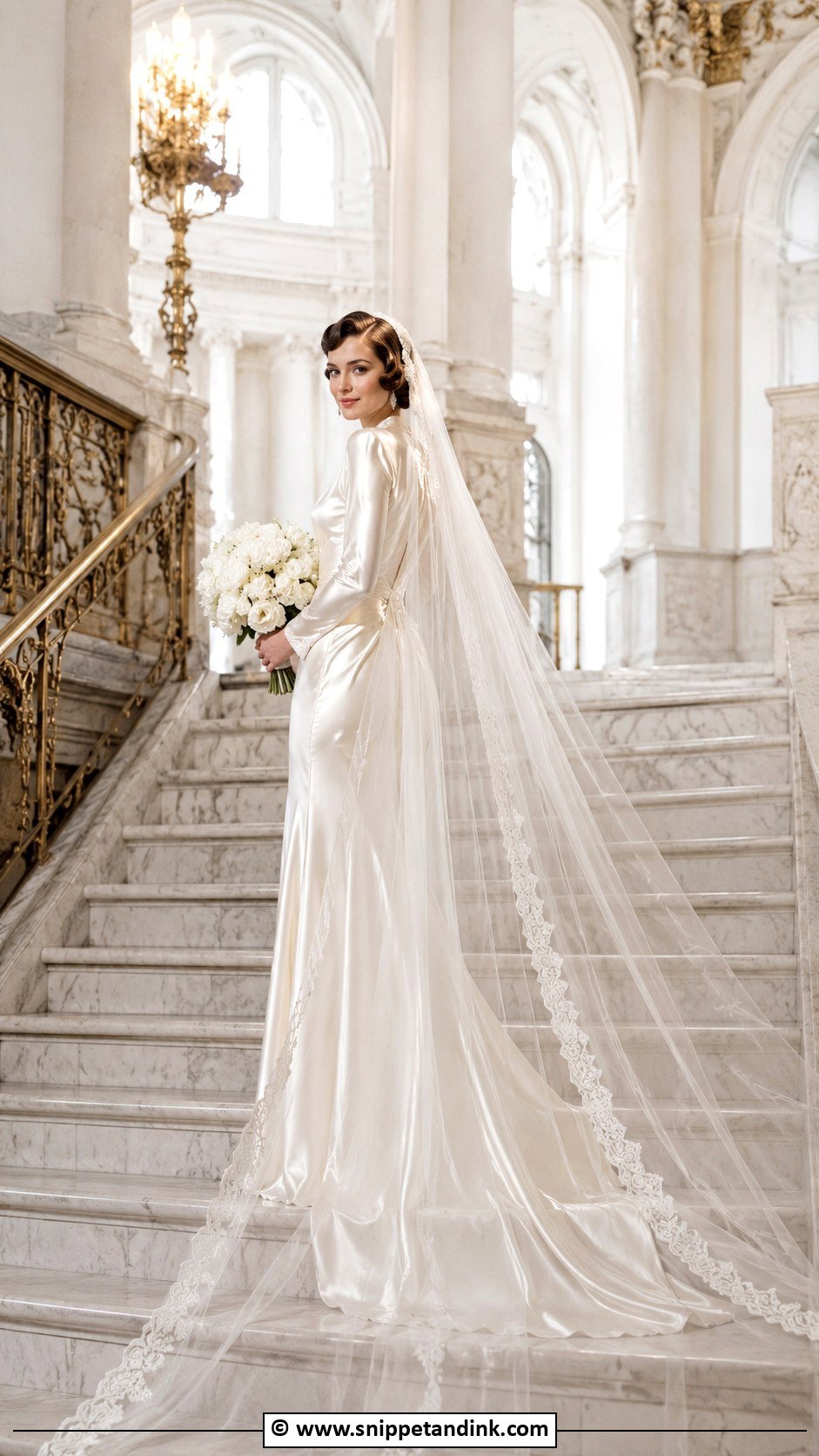 1930s Wedding Dress With Cathedral Veil - Snippet and Ink - 25 1930s Wedding Dress Ideas