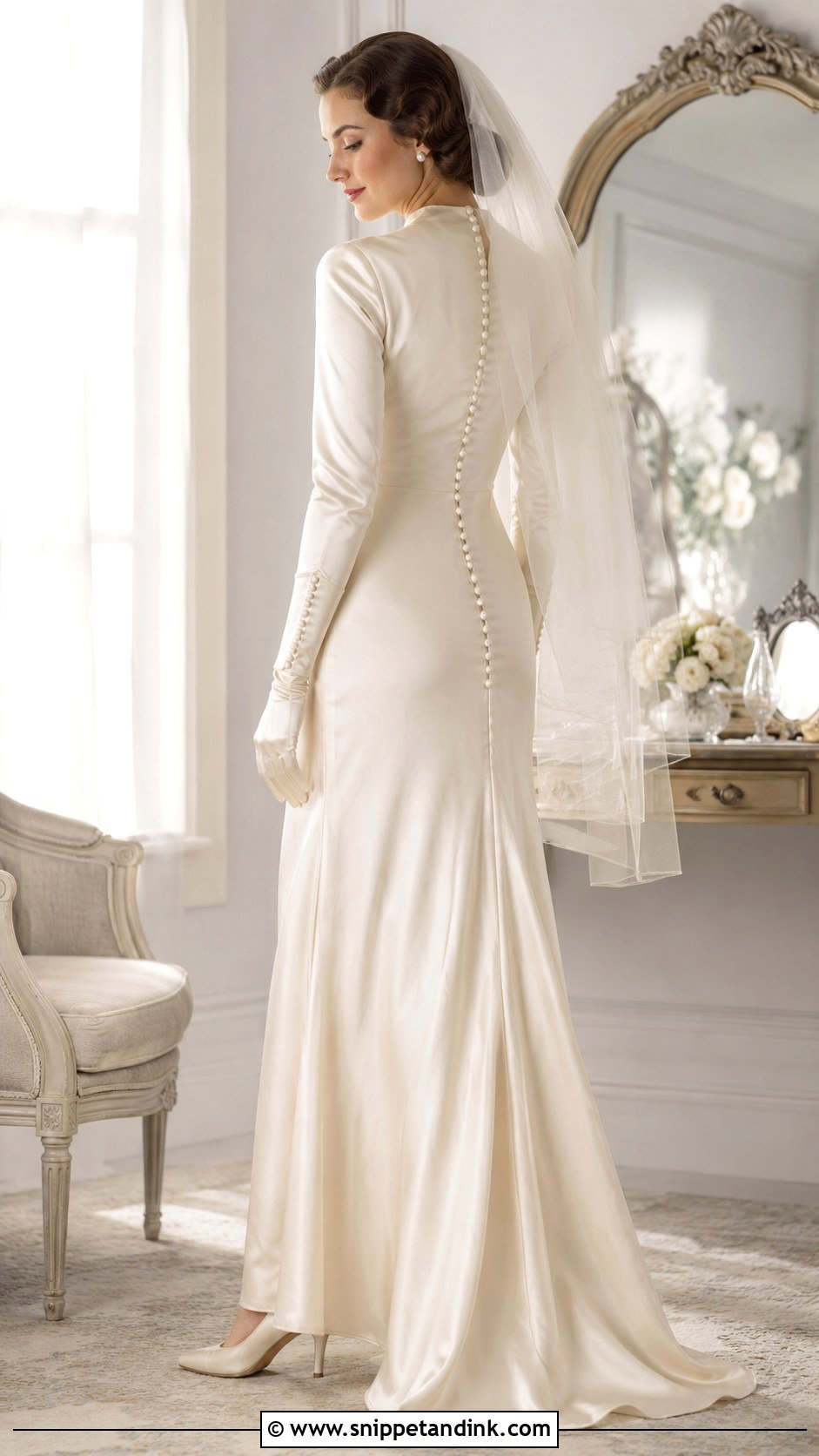 1930s Wedding Dress With Covered Buttons - Snippet and Ink - 20 1930 Wedding Dress Ideas