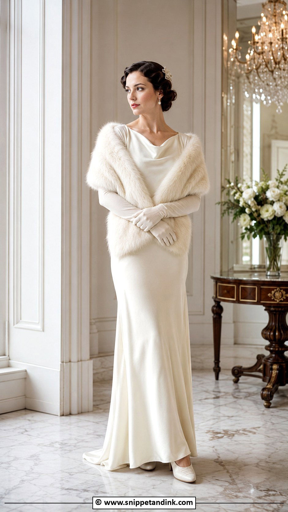 1930s Wedding Dress With Fur Stole - Snippet and Ink - 25 1930s Wedding Dress Ideas