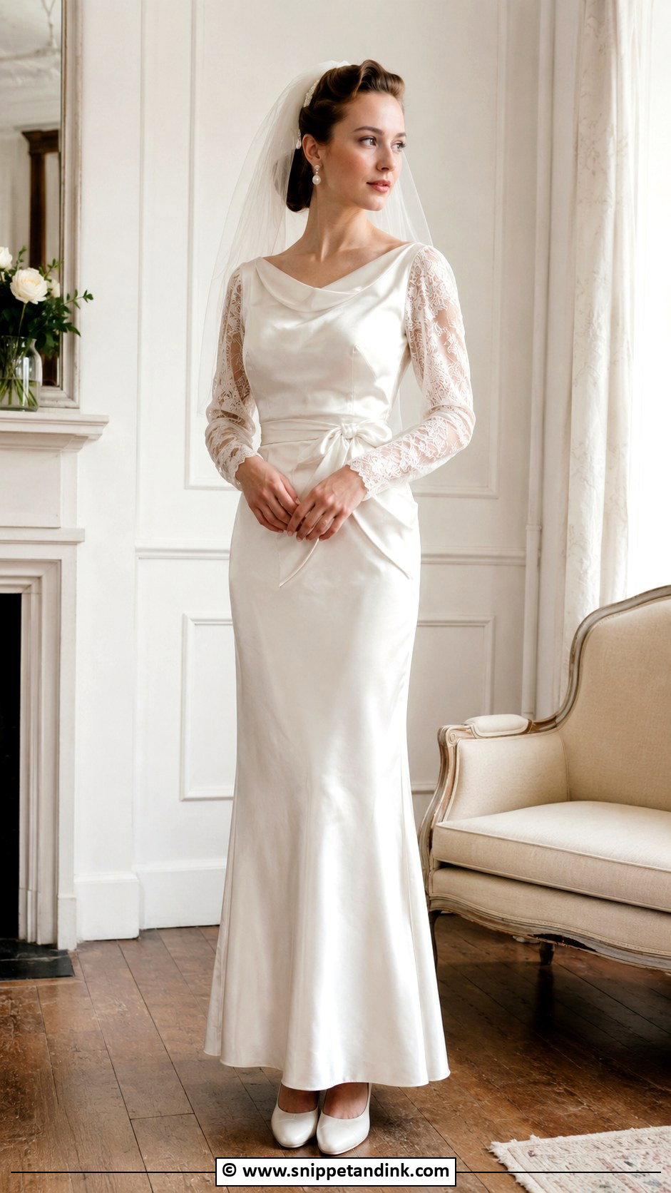 1930s Wedding Dress With Lace Sleeves - Snippet and Ink - 25 1930s Wedding Dress Ideas