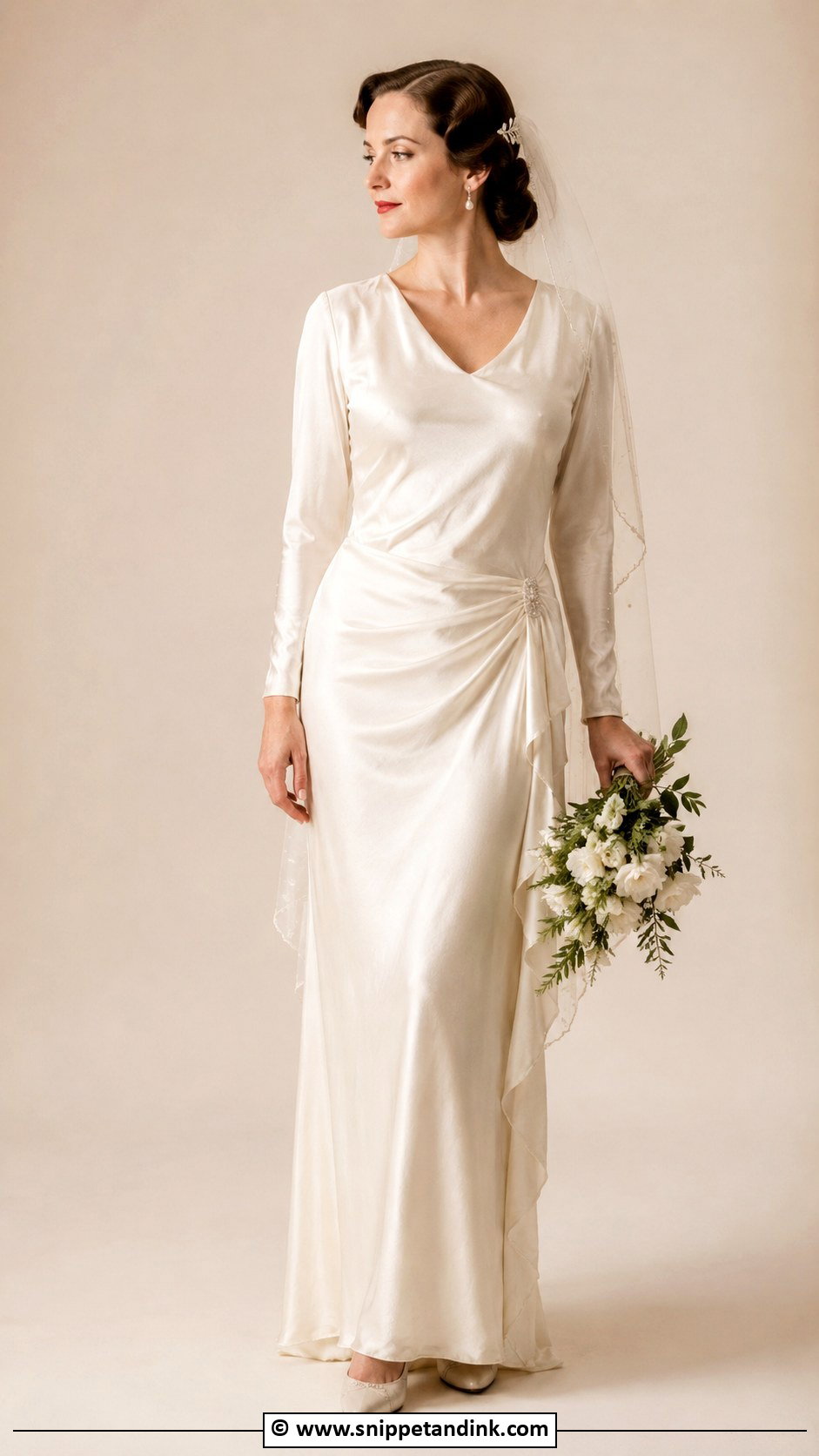 1930s Wedding Dress With Side Drape - Snippet and Ink - 25 1930s Wedding Dress Ideas