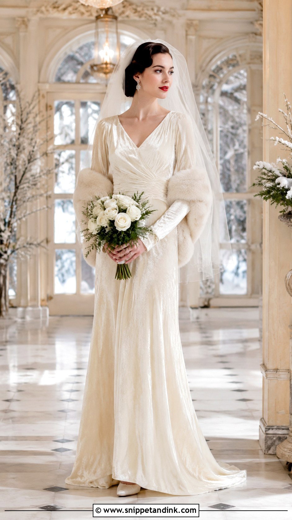 1930s Winter Velvet Wedding Dress - Snippet and Ink - 20 30s Wedding Dress Ideas