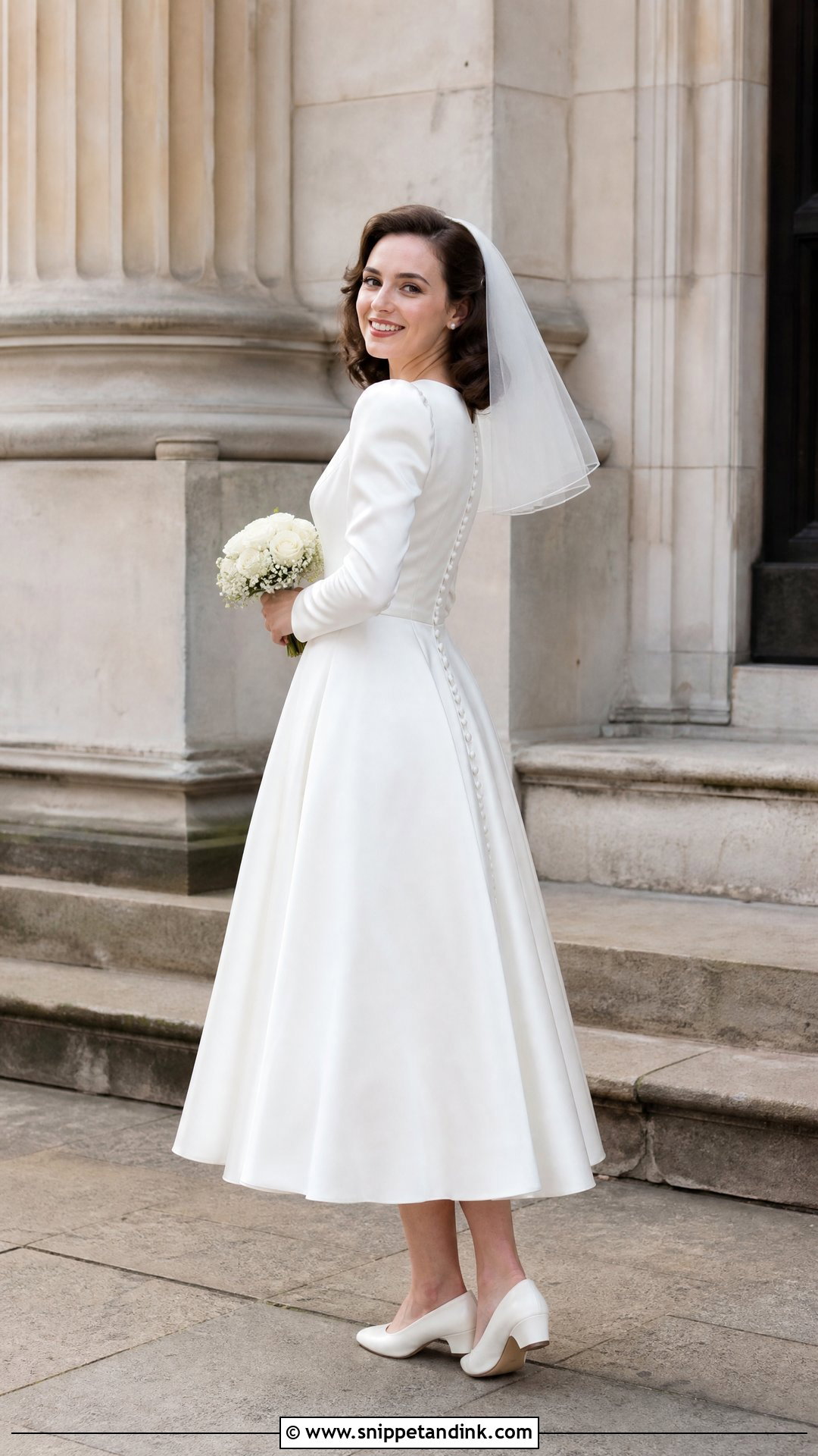 1940s Button Back Wedding Dress With Long Sleeves - Snippet and Ink - 20 Vintage Wedding Dress with Sleeves