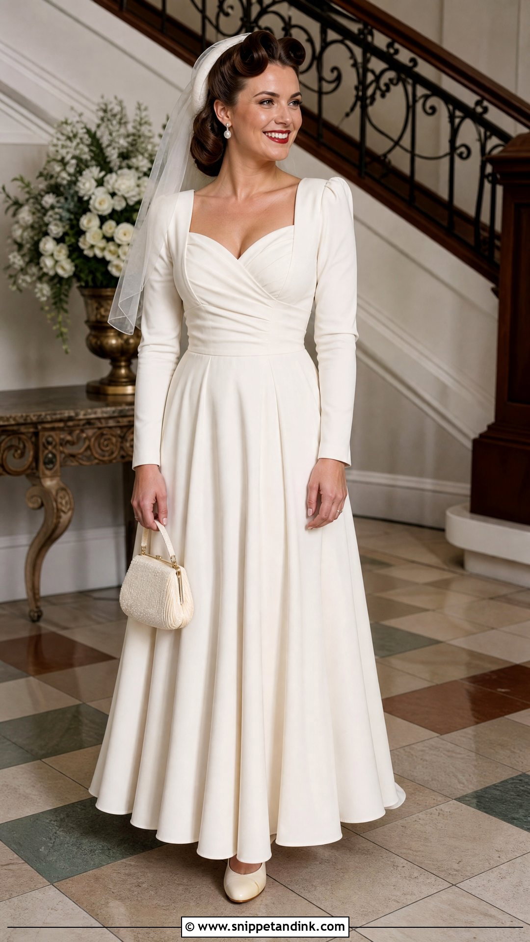 1940s Ivory Long Sleeve Wedding Dress - Snippet and Ink - 20 Vintage Ivory Wedding Dress Ideas