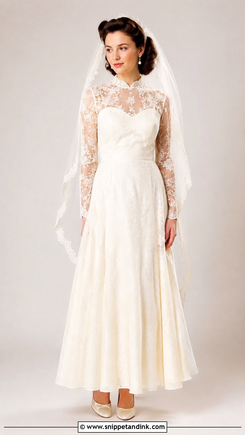 1940s Lace Sleeve Wedding Dress - Snippet and Ink - 25 1940 Wedding Dress Ideas