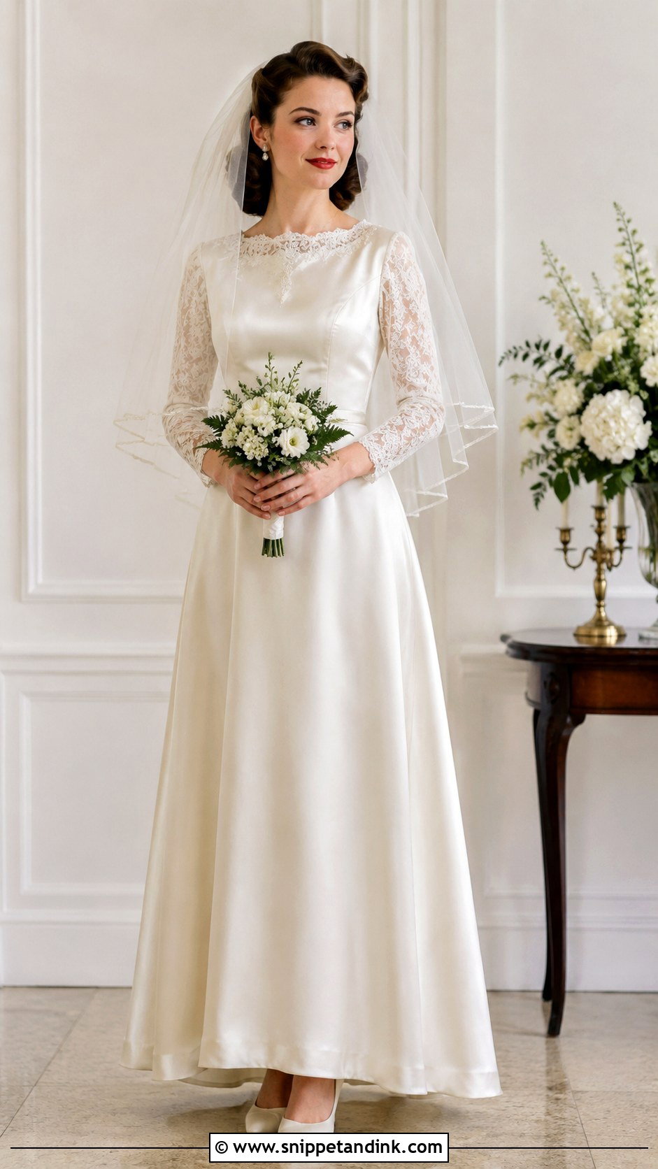 1940s Lace Sleeve Wedding Dress - Snippet and Ink - 25 Vintage Wedding Dress 1950s 1940s Ideas
