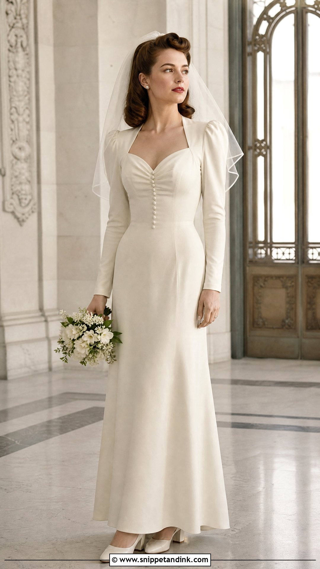 1940s Long Sleeve Bridal Gown - Snippet and Ink - 20 Vintage Bridal Gowns