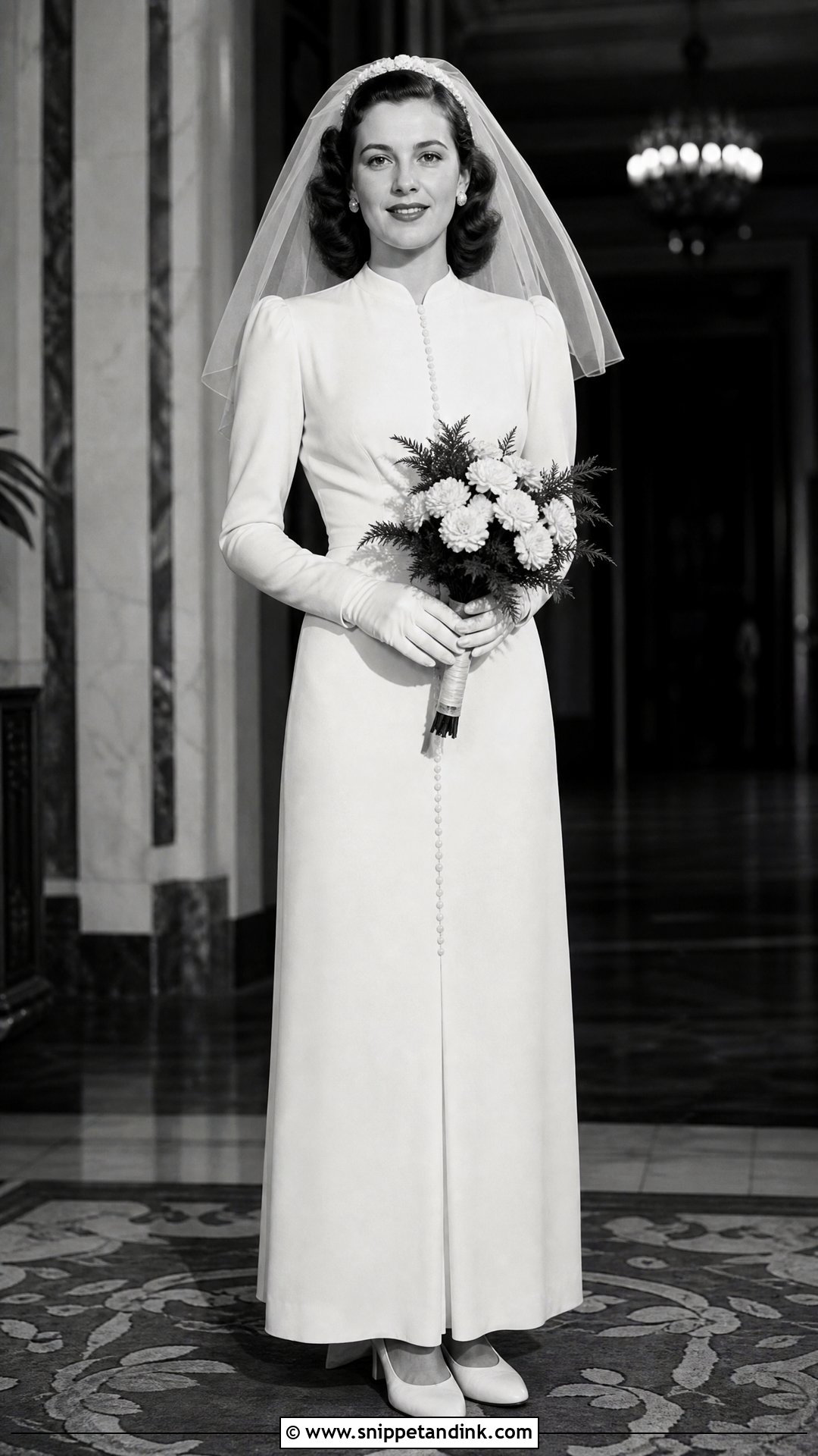 1940s Long Sleeve Crepe Bridal Dress - Snippet and Ink - 20 Vintage Bridal Dresses