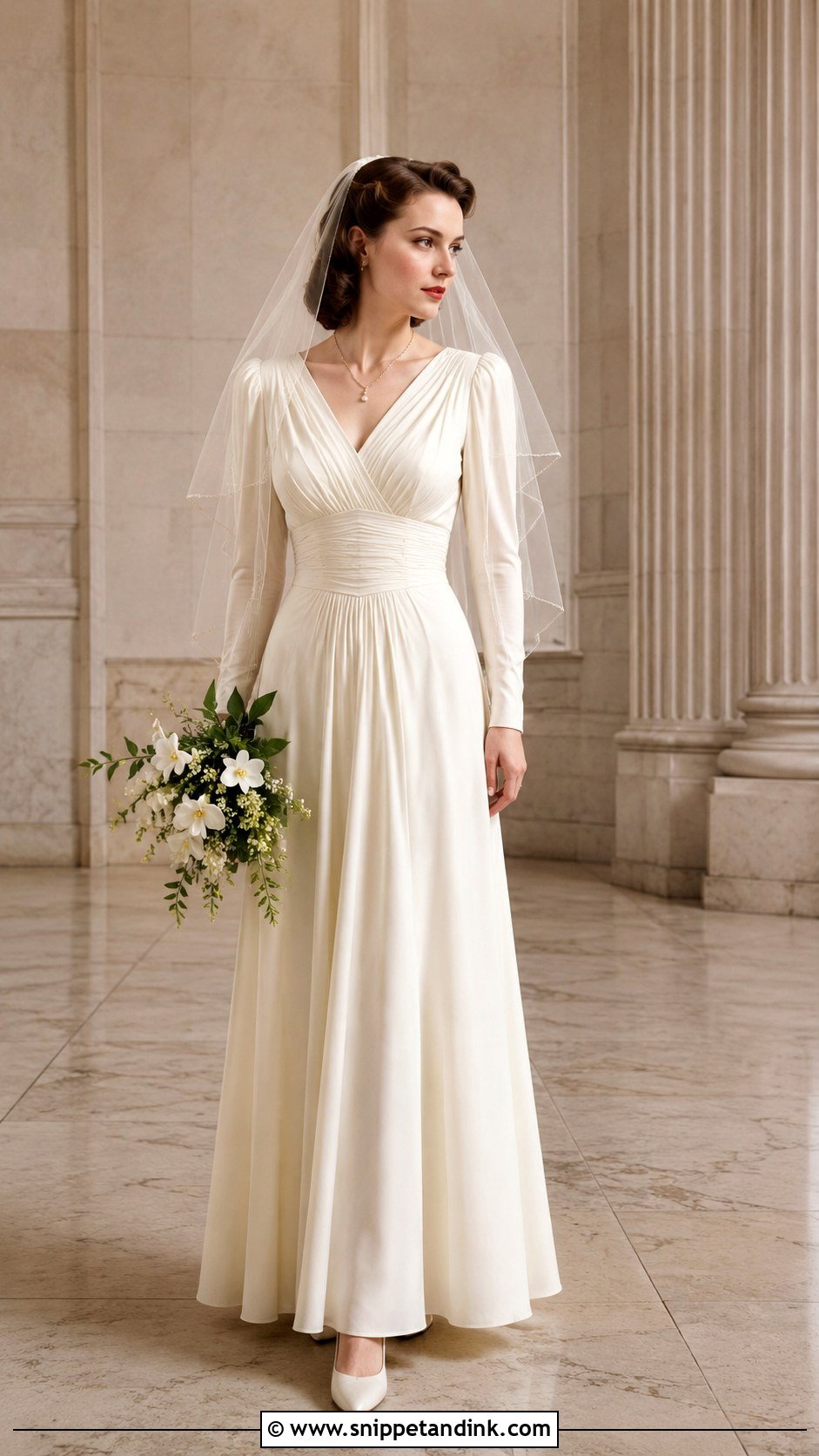 1940s Long Sleeve Crepe Wedding Dress - Snippet and Ink - 20 Vintage Inspired Wedding Dress Ideas