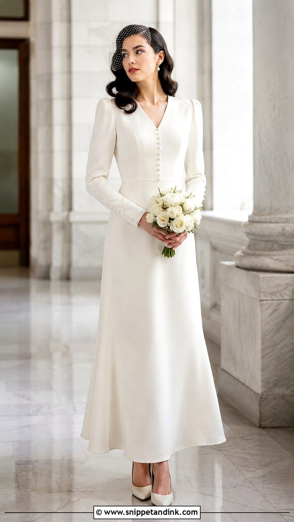 1940s Long Sleeve Crepe Wedding Dress - Snippet and Ink - 20 Elegant Classy Vintage Wedding Dress Ideas