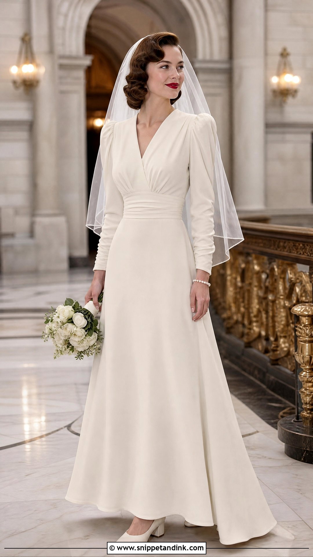 1940s Long Sleeve Crepe Wedding Dress - Snippet and Ink - 20 Old School Wedding Dress Ideas