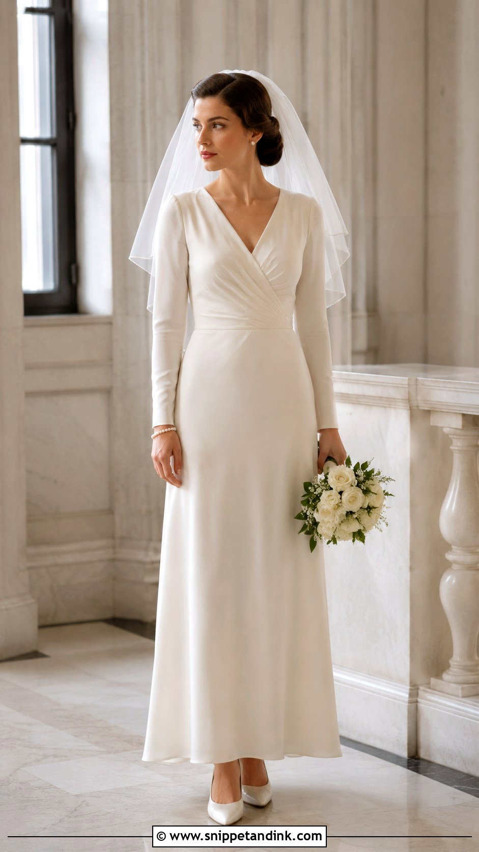 1940s Long Sleeve Crepe Wedding Dress - Snippet and Ink - 20 Unique Vintage Elegant Wedding Dresses