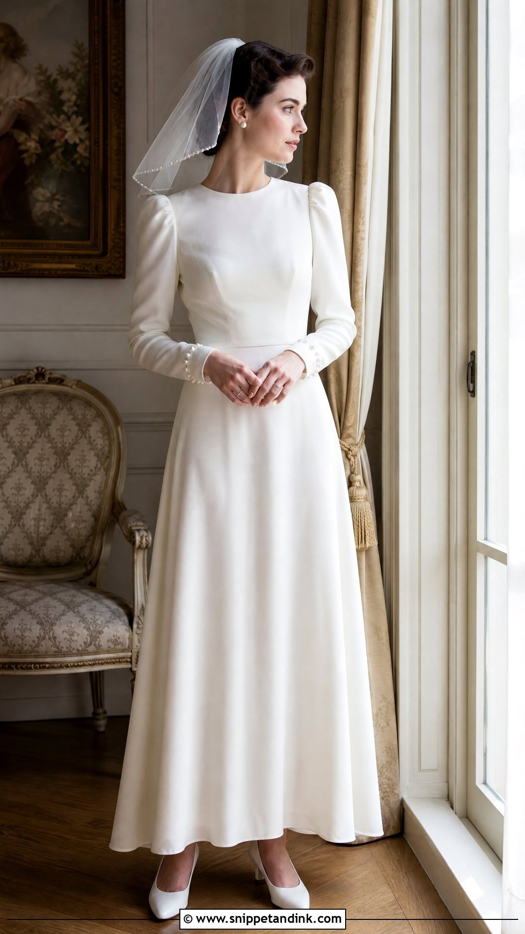 1940s Long Sleeve Pearl Wedding Dress - Snippet and Ink - 20 Vintage Pearl Wedding Dress Ideas