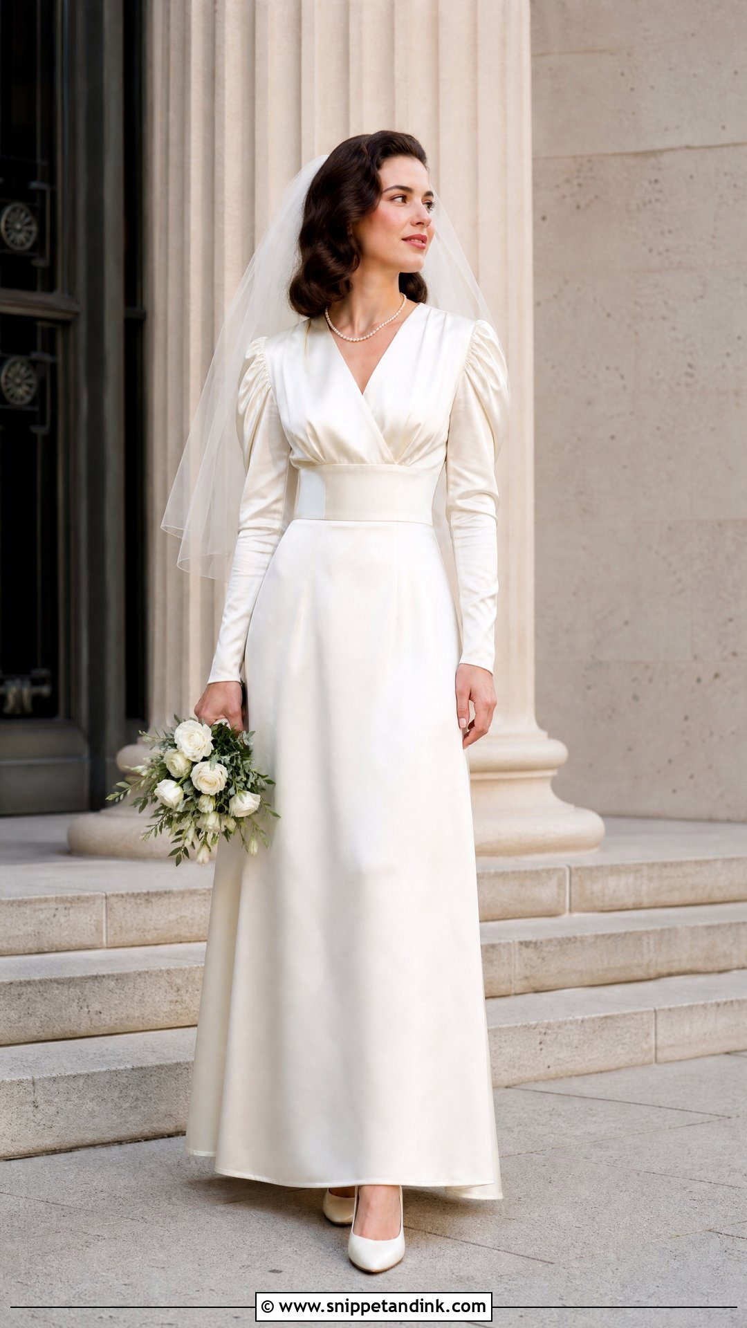 1940s Long Sleeve Satin Vintage Bridal Gown - Snippet and Ink - 20 Vintage Bridal Gown Ideas
