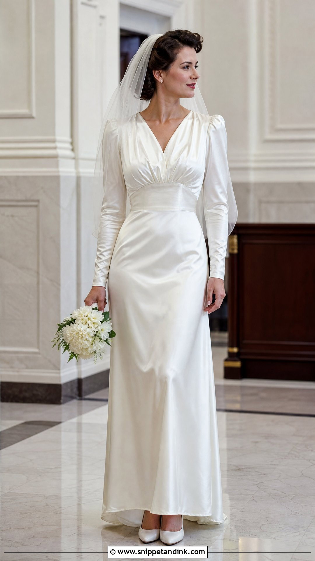 1940s Long Sleeve Satin Wedding Gown - Snippet and Ink - 20 Vintage Classy Wedding Gown Ideas