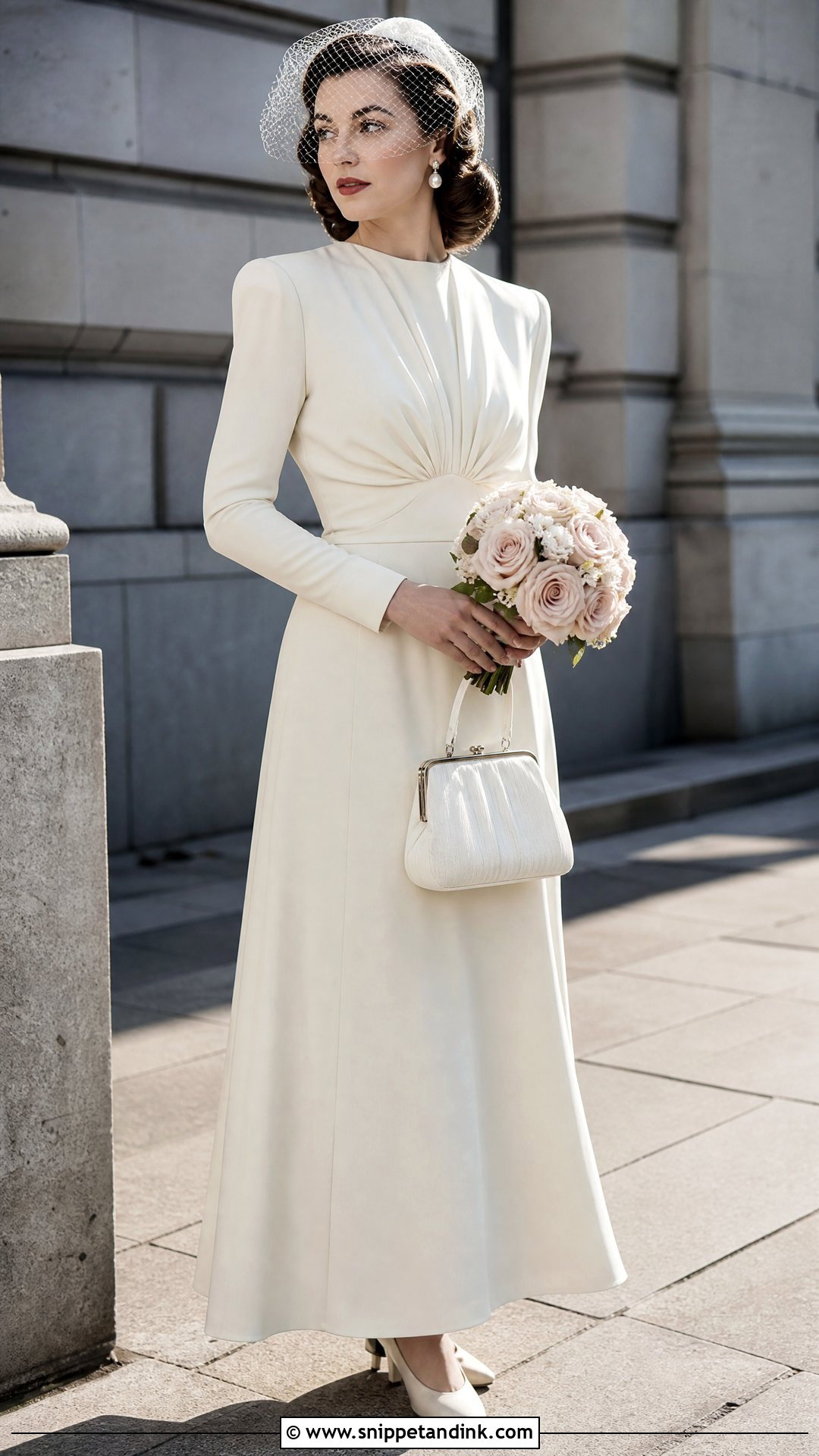 1940s Long Sleeve Vintage Bride Outfit - Snippet and Ink - 20 Vintage Brides Ideas