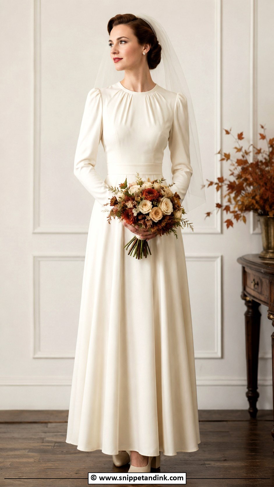 1940s Long Sleeve Wedding Dress - Snippet and Ink - 25 Vintage Style Wedding Dresses