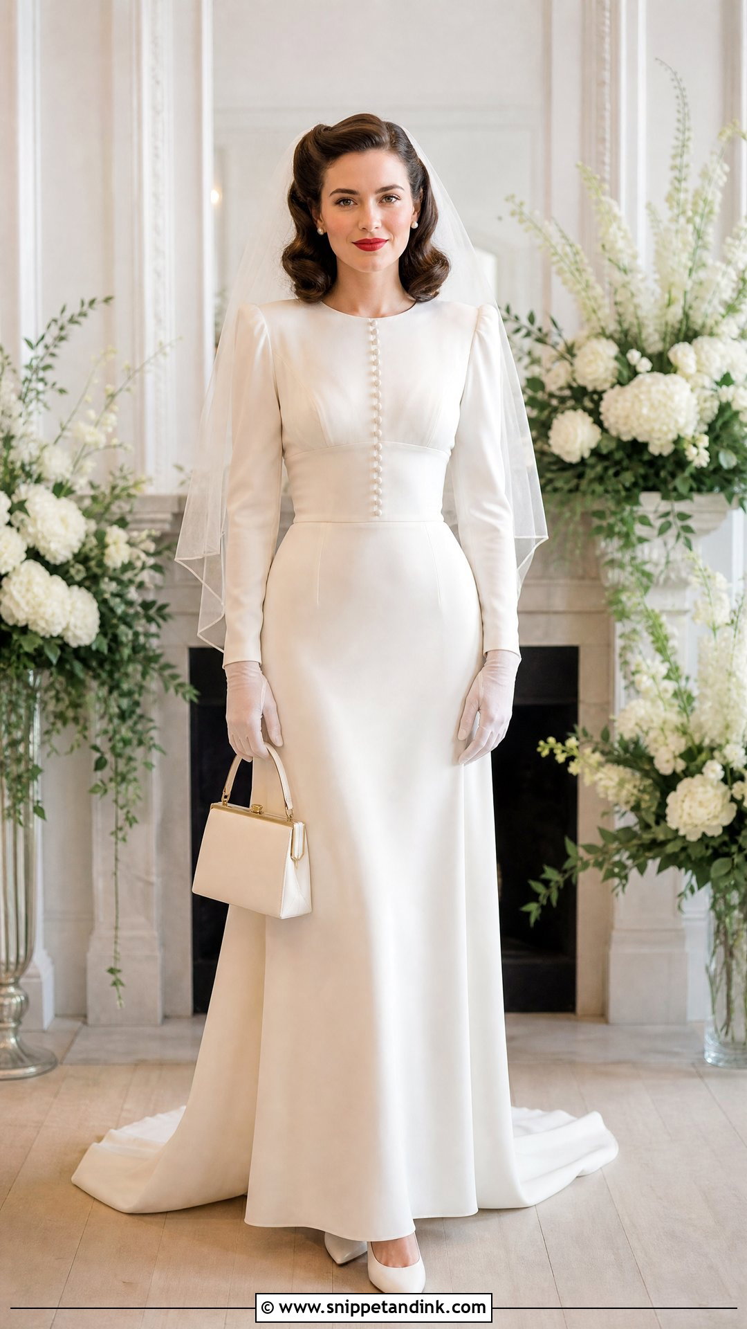 1940s Retro Bridal Long Sleeve Gown - Snippet and Ink - 20 Retro Bridal Ideas