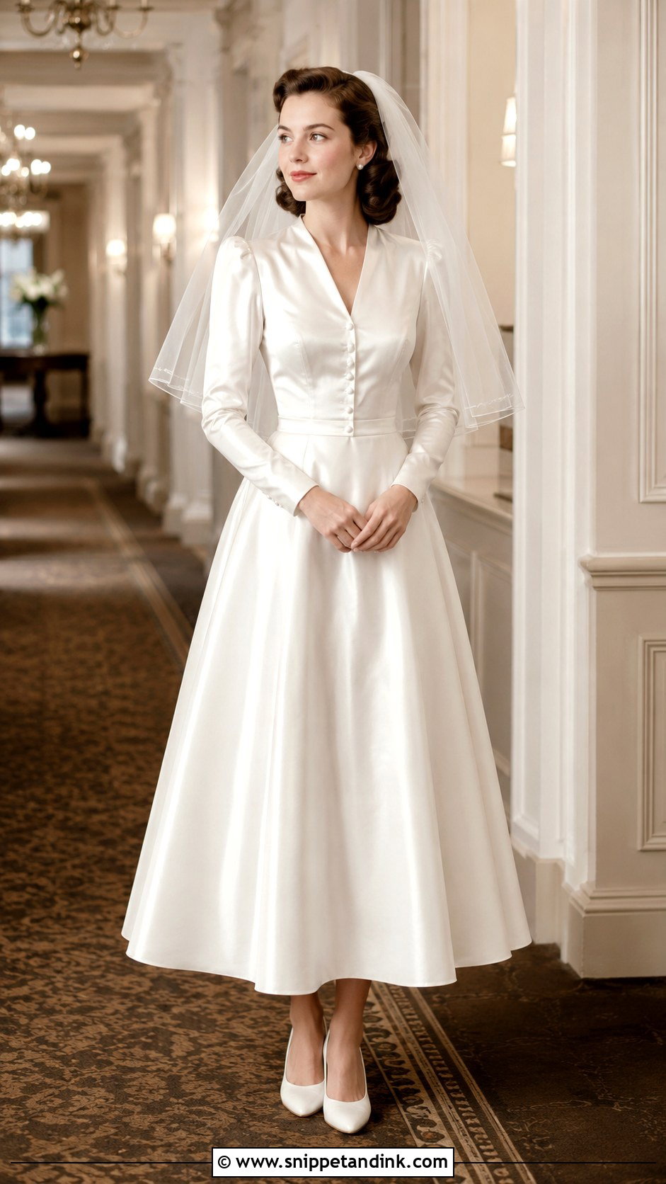 1940s Structured Satin Wedding Dress - Snippet and Ink - 20 Vintage Satin Wedding Dress Ideas