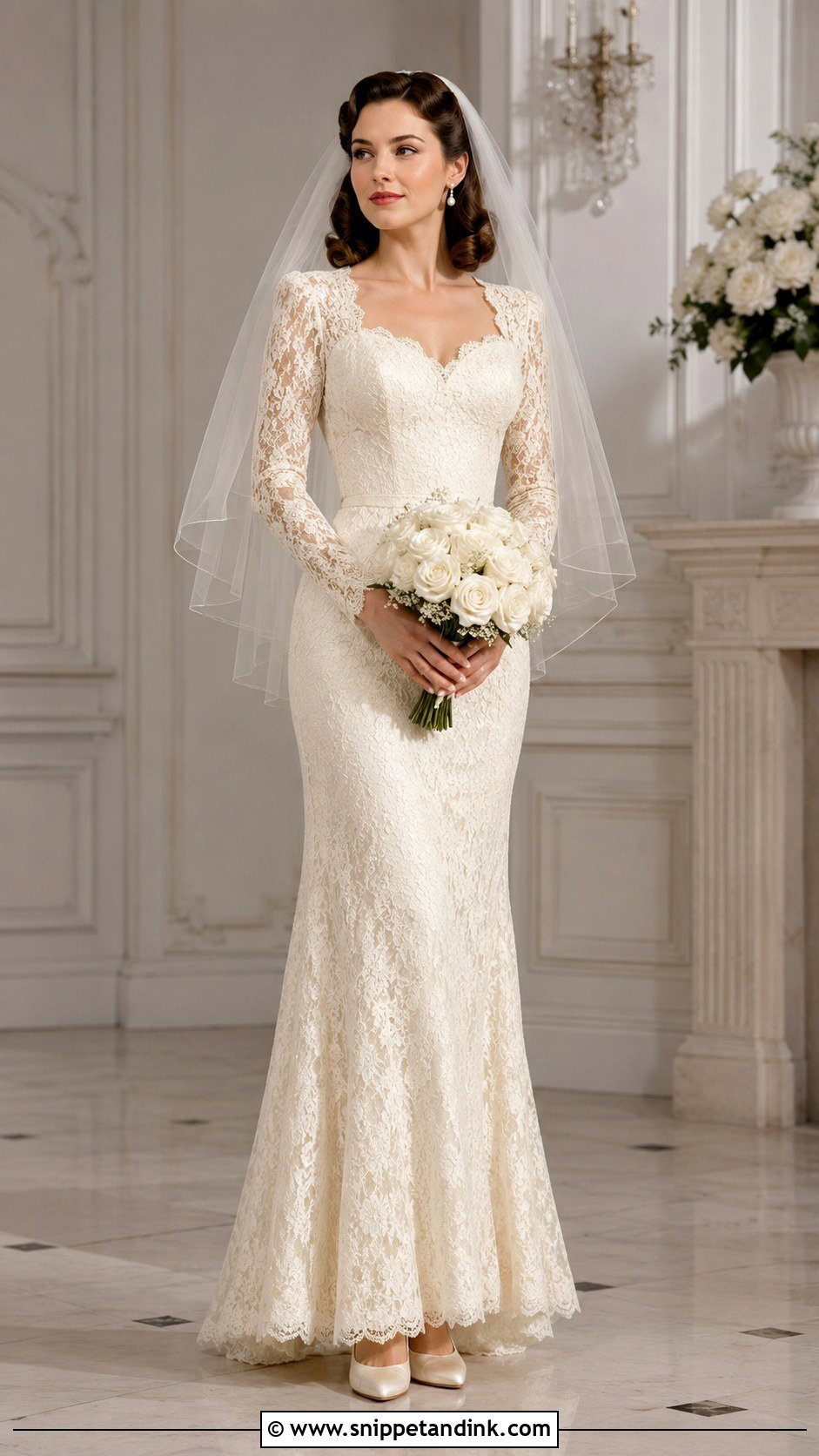 1940s Sweetheart Neck Antique Lace Wedding Dress - Snippet and Ink - 20 Antique Lace Wedding Dress Ideas