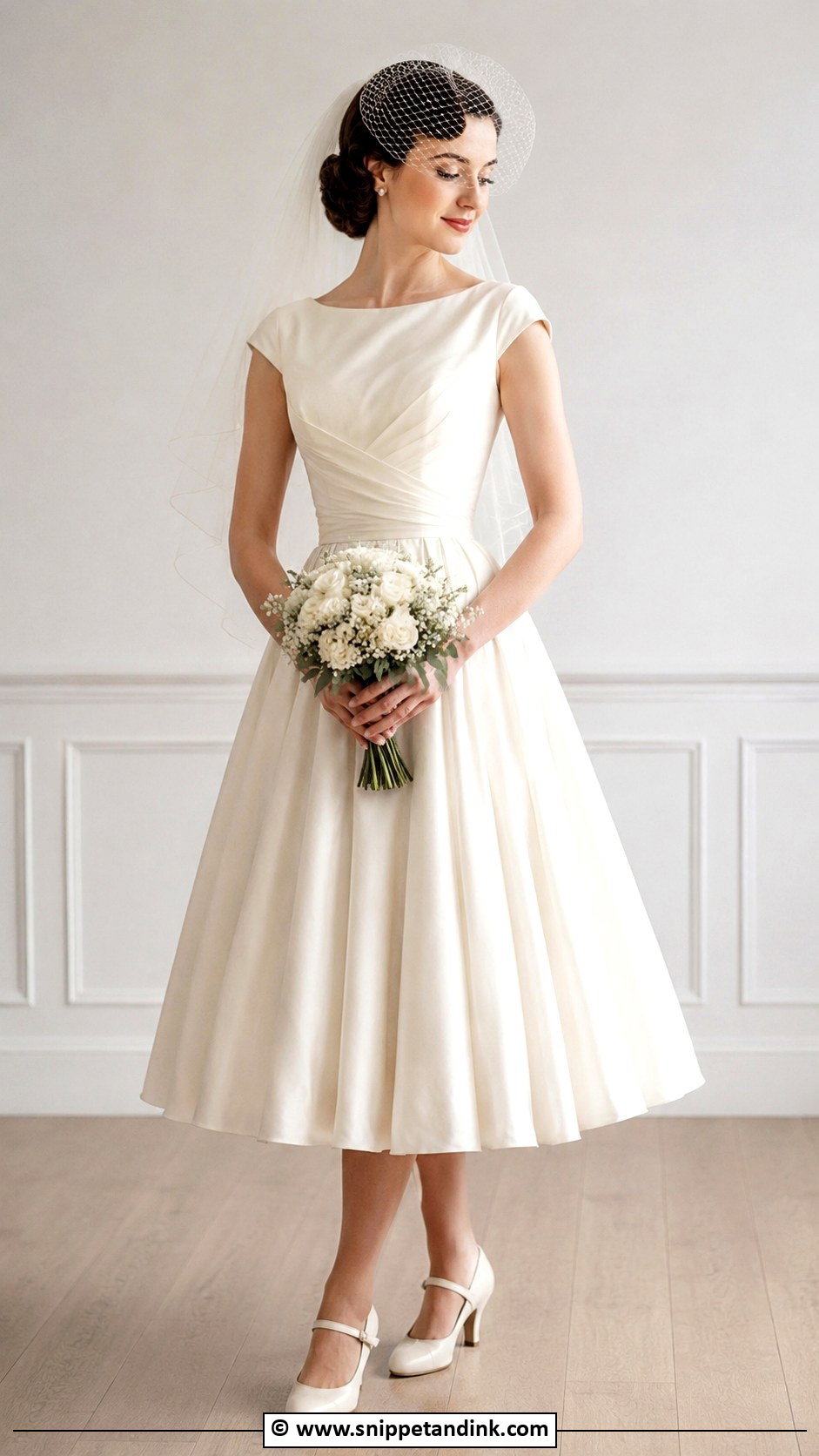1940s Tea Length Wedding Dress With Veil - Snippet and Ink - 25 1940s Wedding Dress Ideas