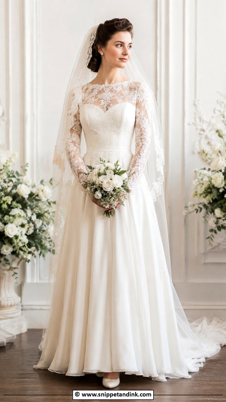 1940s Wedding Dress With Illusion Neckline - Snippet and Ink - 25 1940s Wedding Dress Ideas