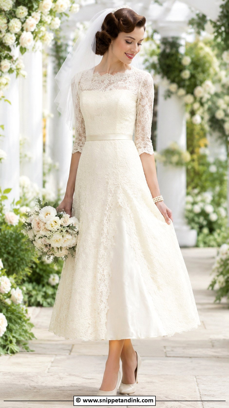1940s Wedding Dress With Three Quarter Sleeves - Snippet and Ink - 25 1940s Wedding Dress Ideas
