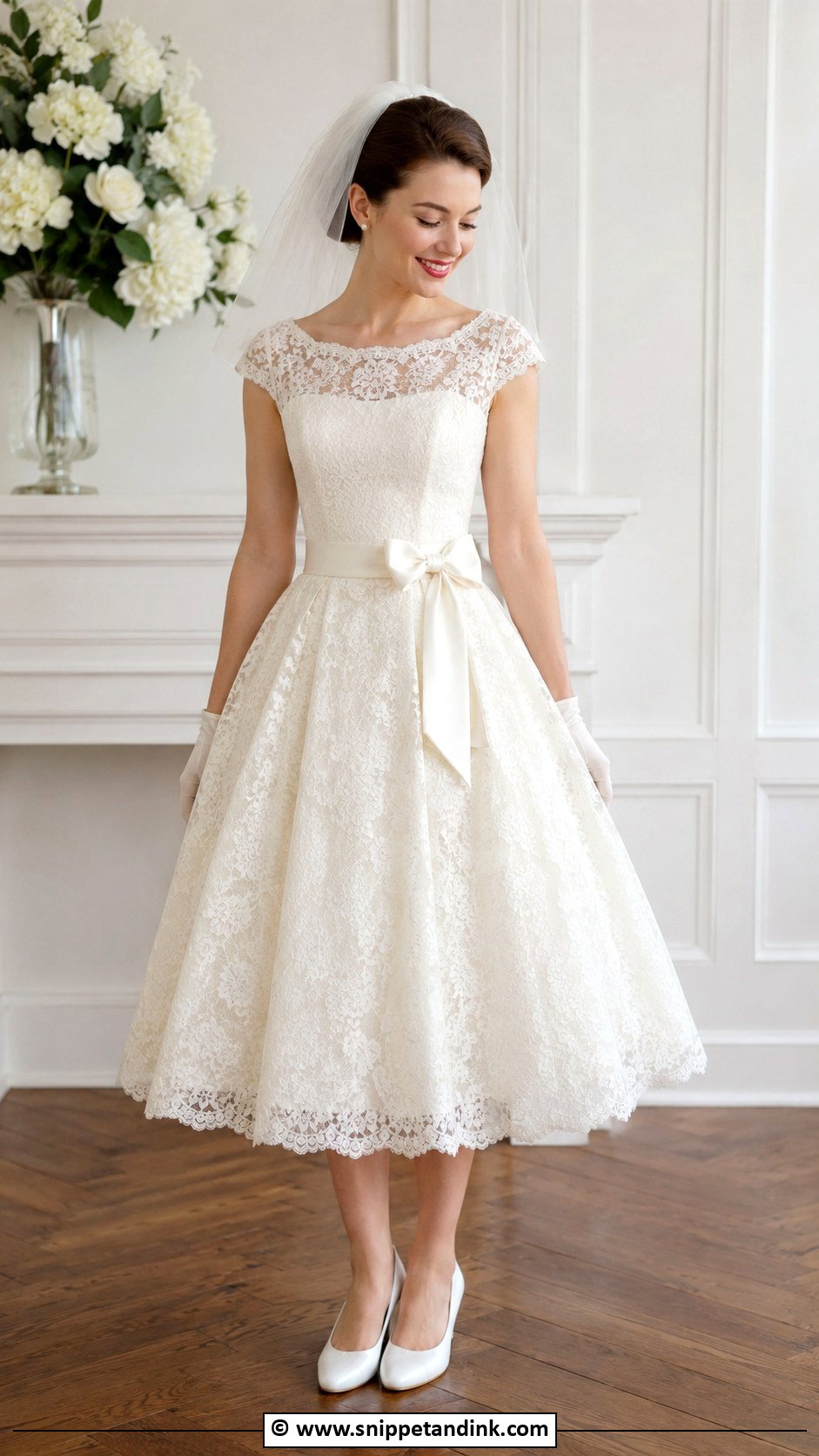 1950S Bow Waist Tea Length Wedding Dress - Snippet and Ink - 25 1950S Wedding Dress Tea Length Ideas