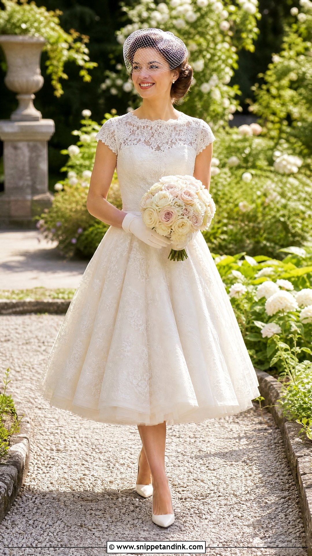 1950s Ivory Tea Length Wedding Dress - Snippet and Ink - 20 Vintage Ivory Wedding Dress Ideas