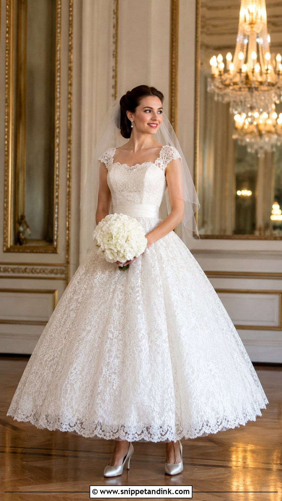 1950s Lace Ball Gown Wedding Dress - Snippet and Ink - 20 Antique Wedding Dresses